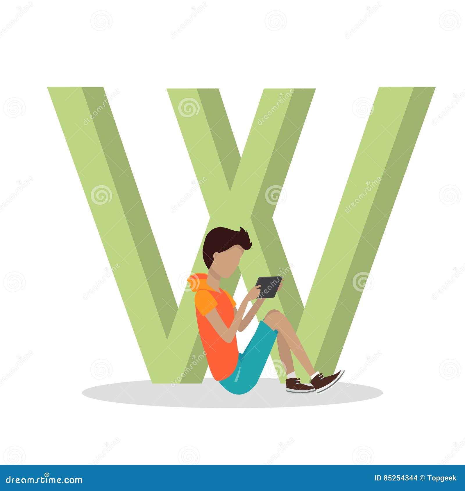 W Letter and Boy Playing on Tablet. ABC Vector Stock Vector - Illustration of play, equipment: 85254344 W Letter and Boy Playing on Tablet. ABC Vector Stock Vector - Illustration of play, equipment: 85254344