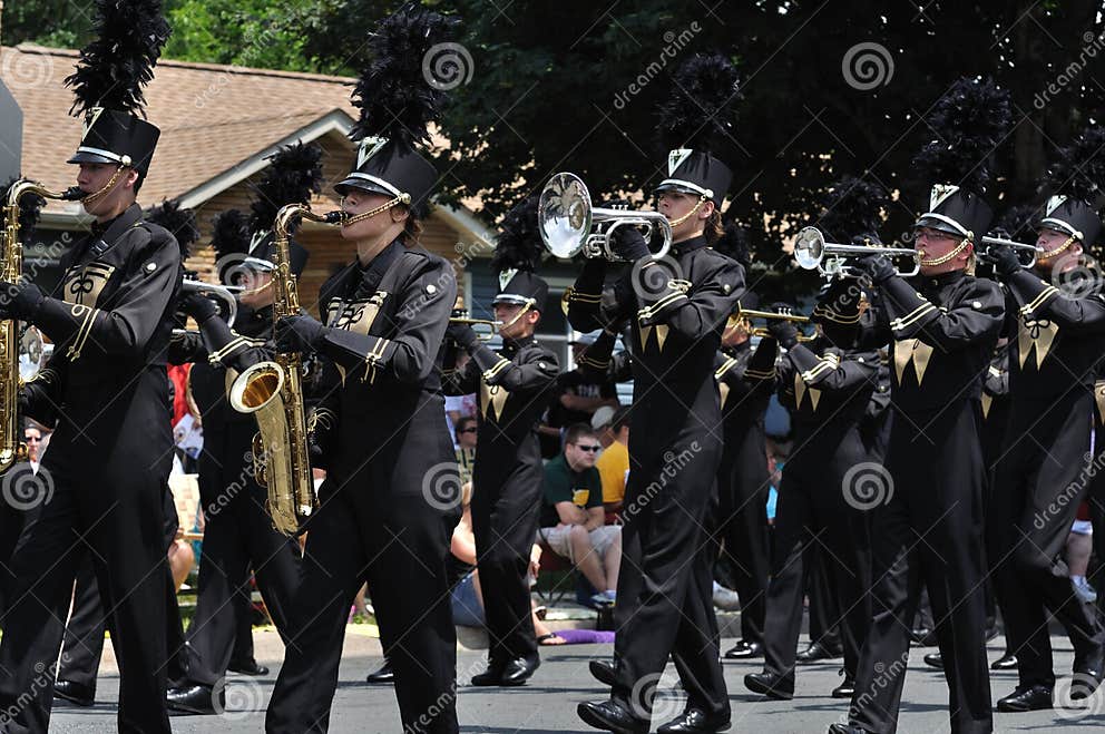 Waconia High School Marching Band in a Parade Editorial Stock Image