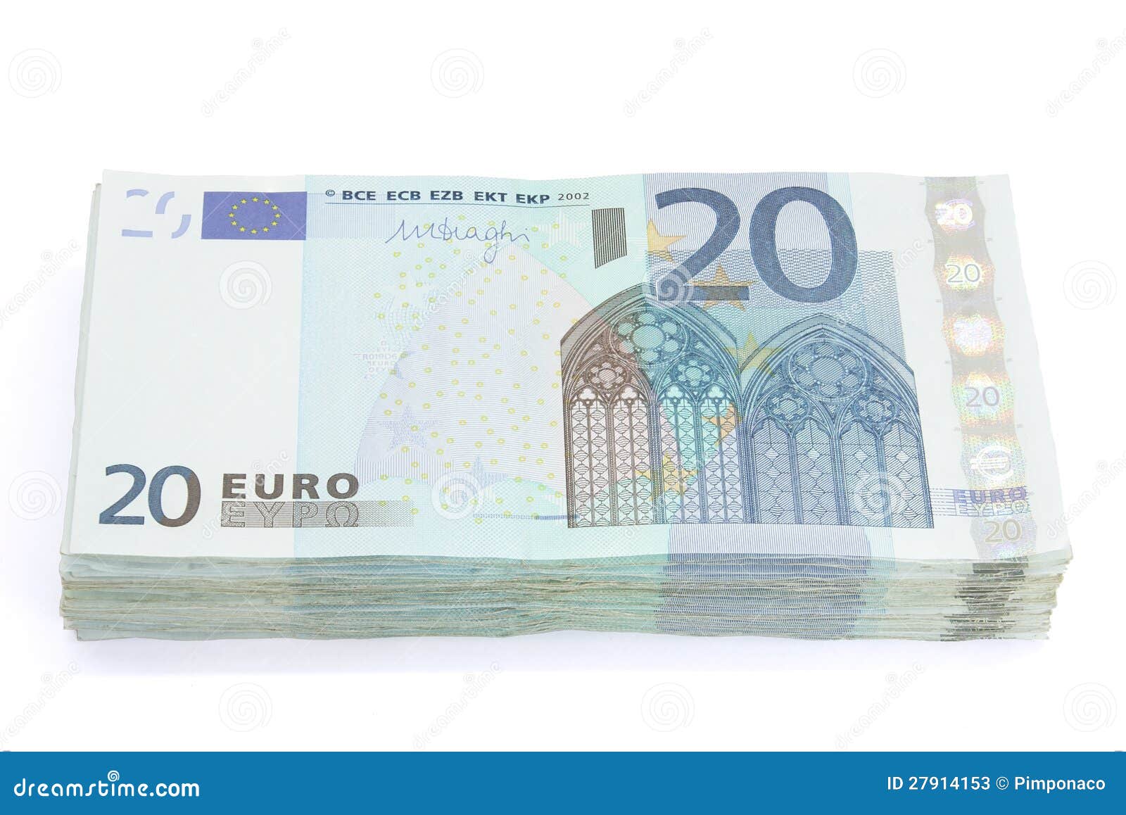 Wad Von Zwanzig Eurorechnungen Stockbild Bild von euro, pack 27914153