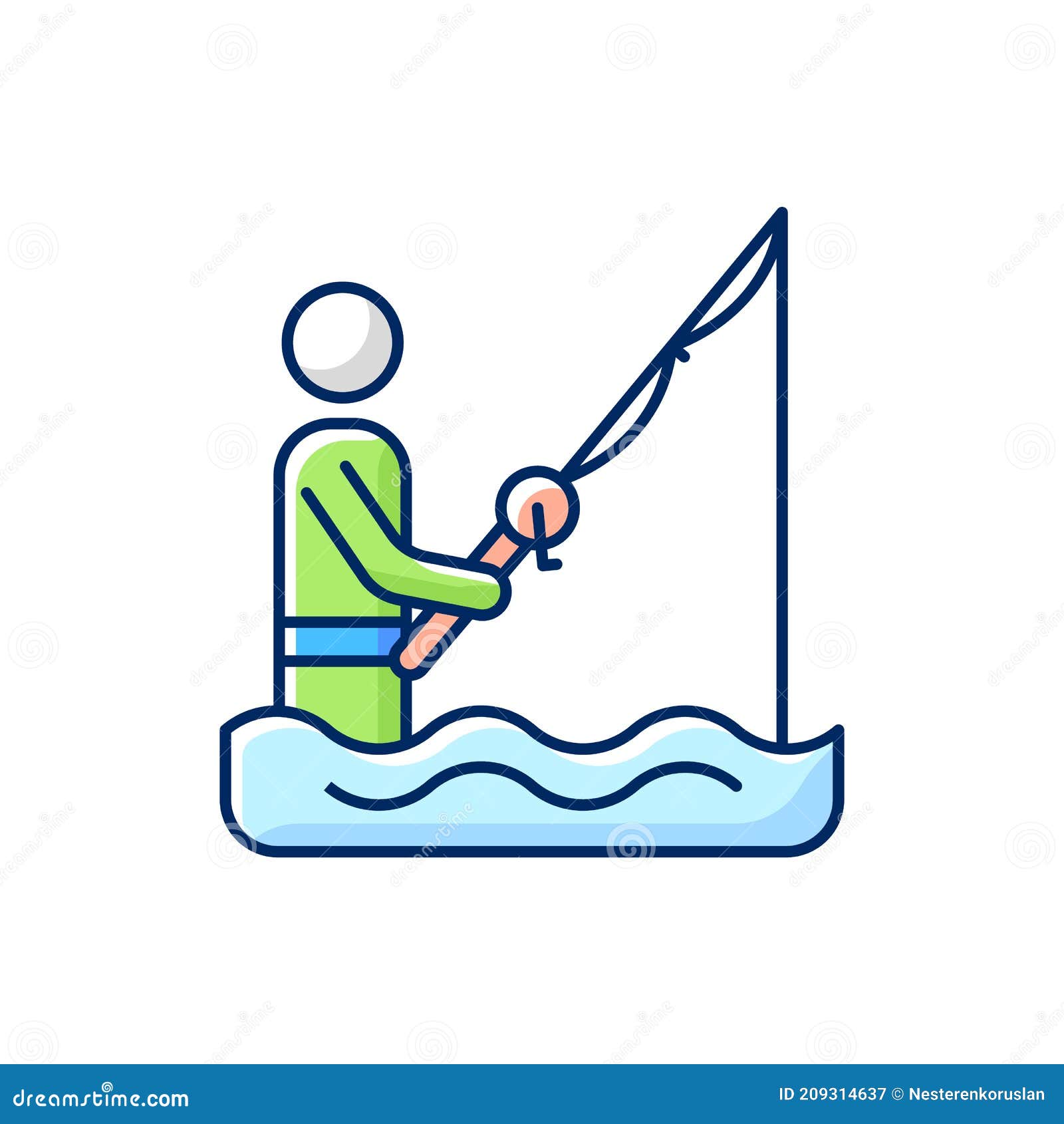 Wade Fishing RGB Color Icon Stock Vector - Illustration of concept, marine:  209314637