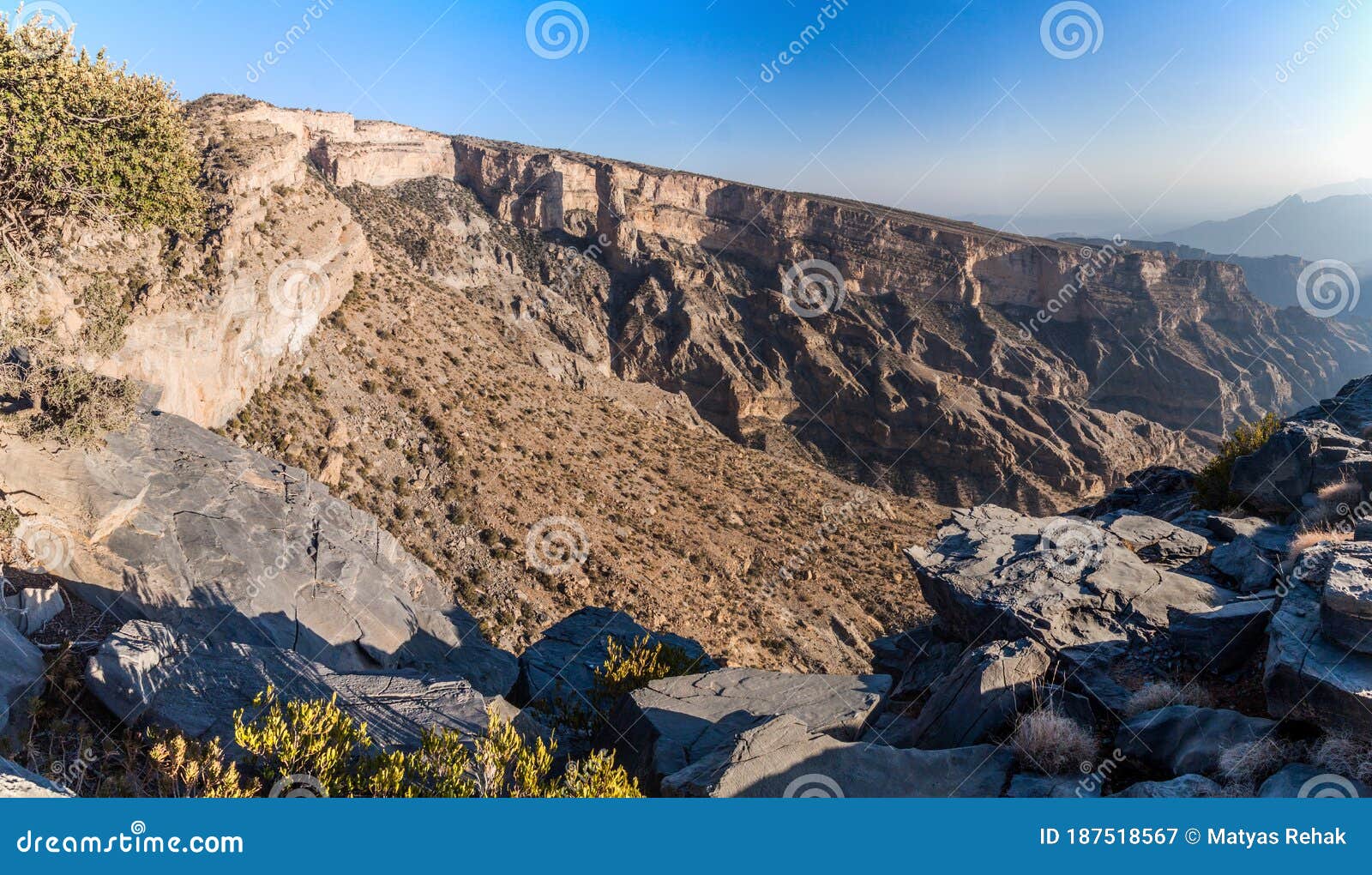 wadi ghul canyon in hajar mountains, om