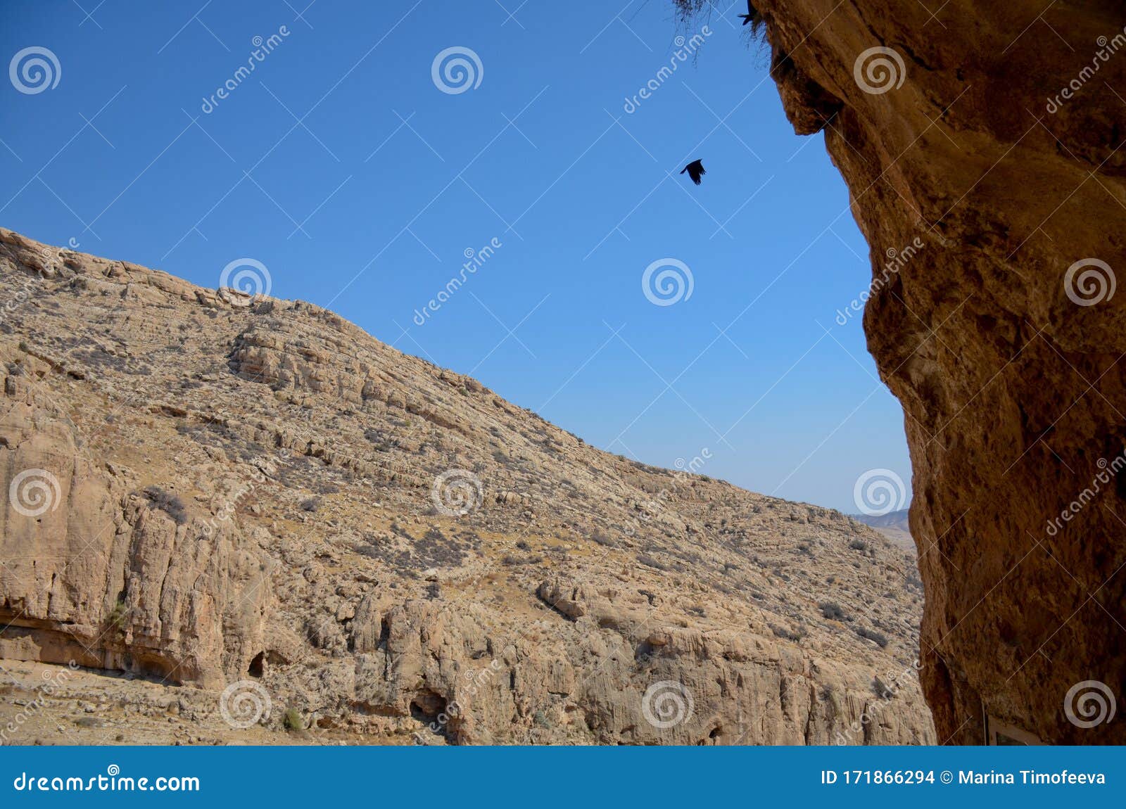 Wadi Kelt or Nahal Prat, in the Judean Desert, Israel Stock Photo