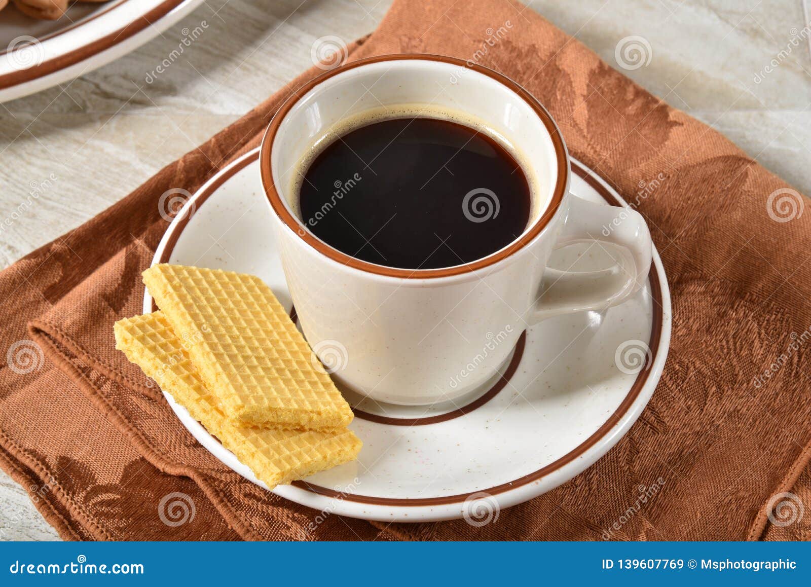 Wafer cookies and coffee stock image. Image of beverage - 139607769