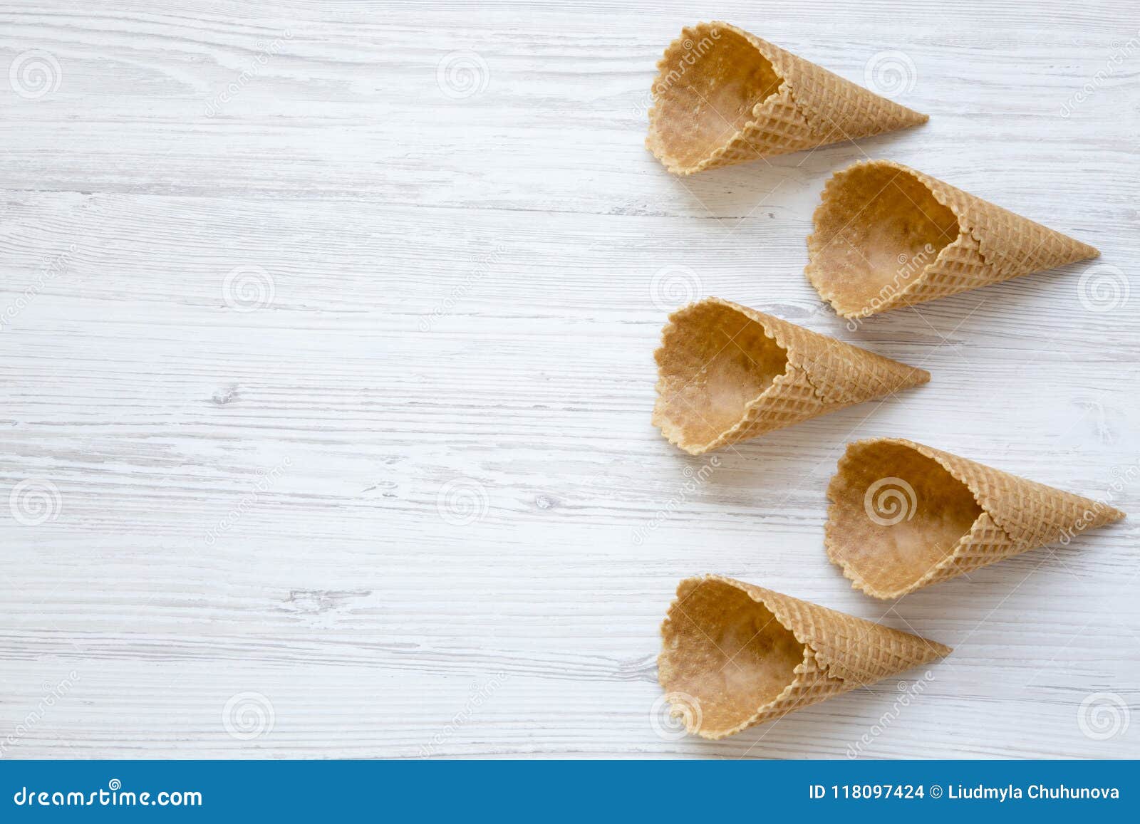 Wafer Cups for Ice Cream, Top View. Stock Photo Image of pastry, cone