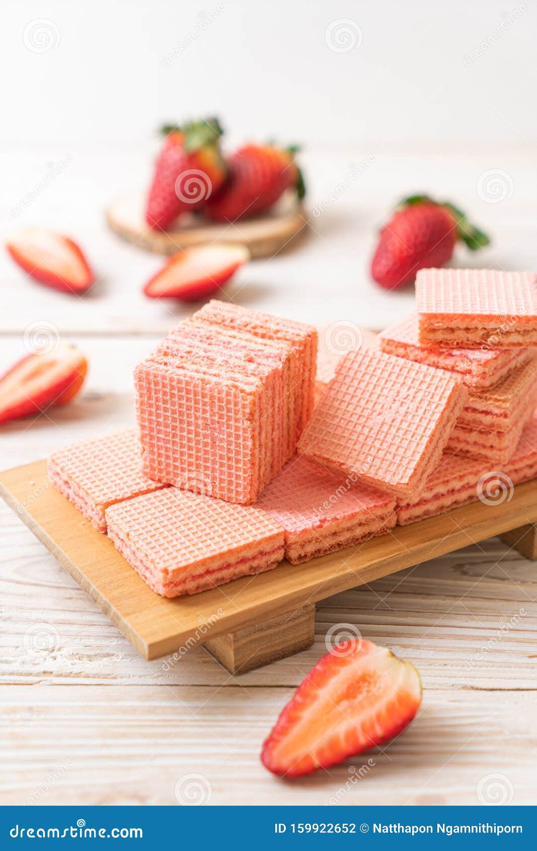 Wafer with Strawberry Cream Stock Photo Image of cream, design 159922652