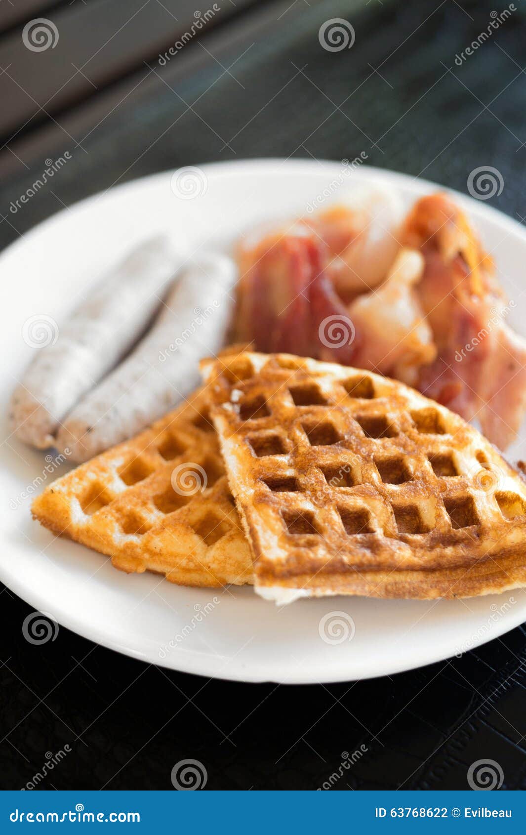 Waffle and Bacon stock photo. Image of waffle, slice 63768622