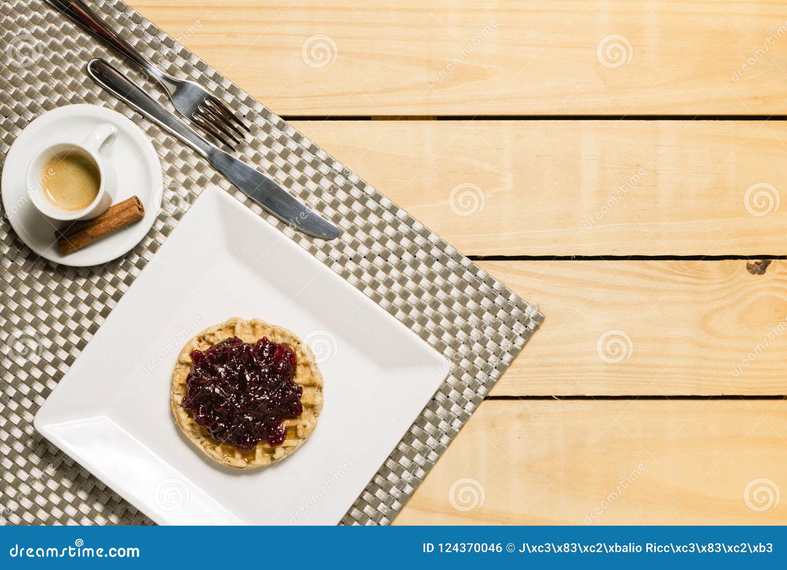 waffle with blueberry and coffee