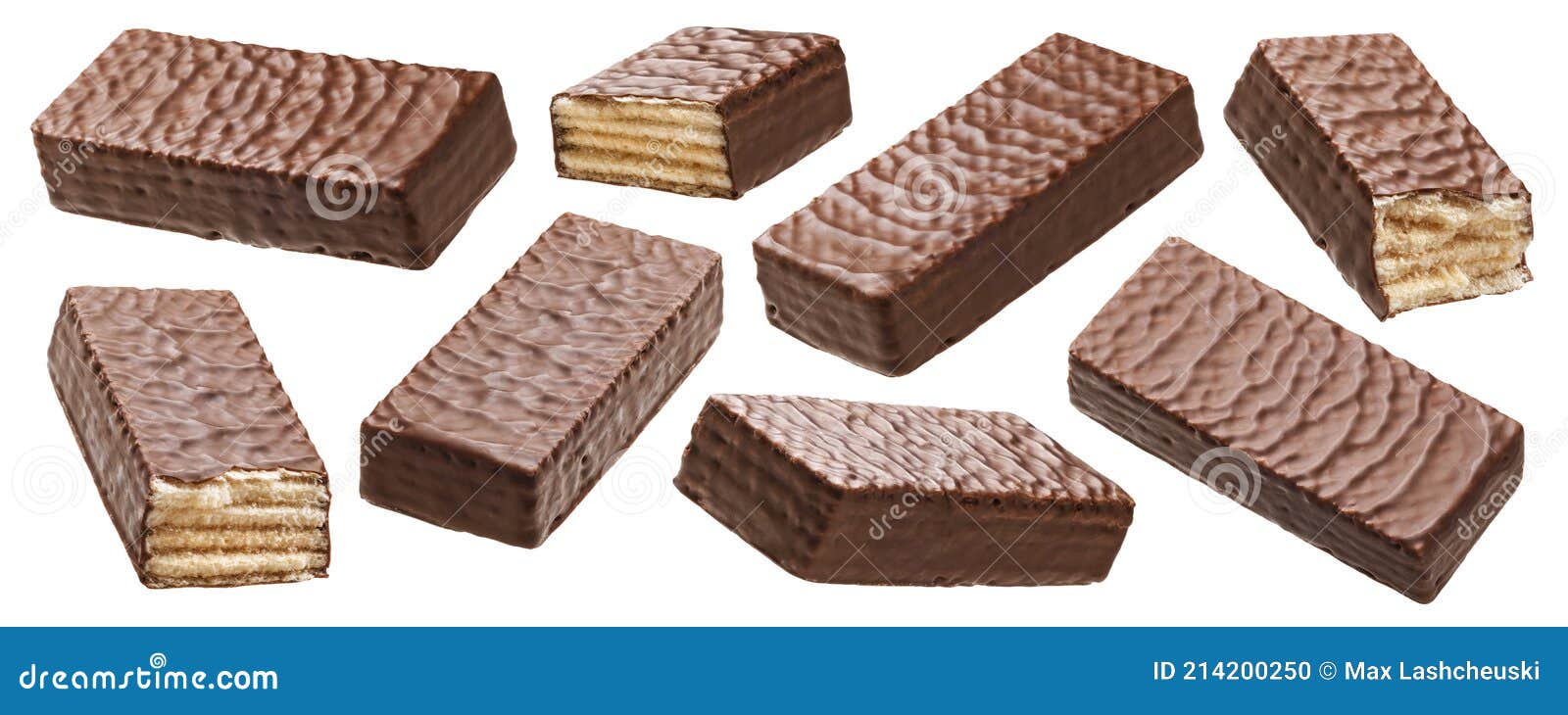 waffle chocolate bar  on white background