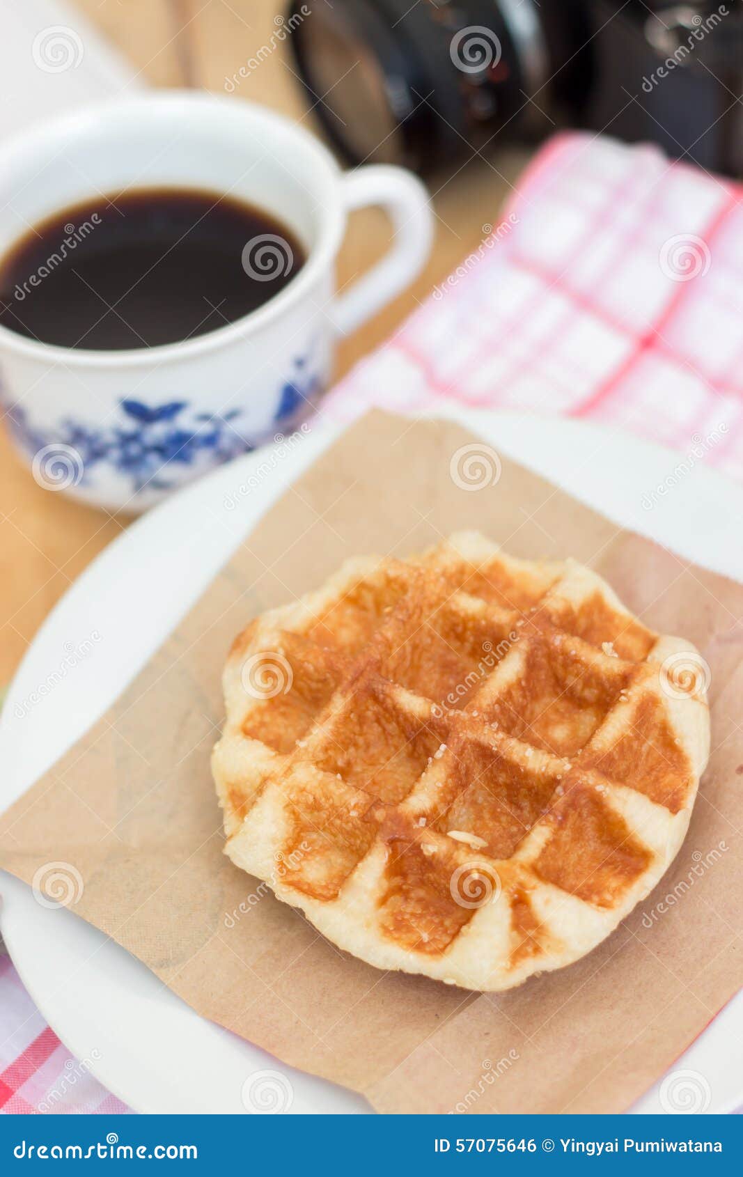 Waffle and coffee stock photo. Image of work, waffle 57075646