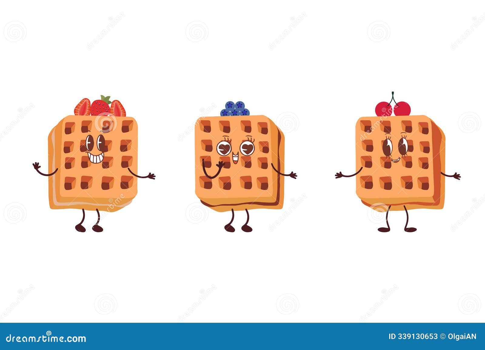 waffle icon with various fillings.   of waffles in the style of kawaii, pastries for breakfast, sweet