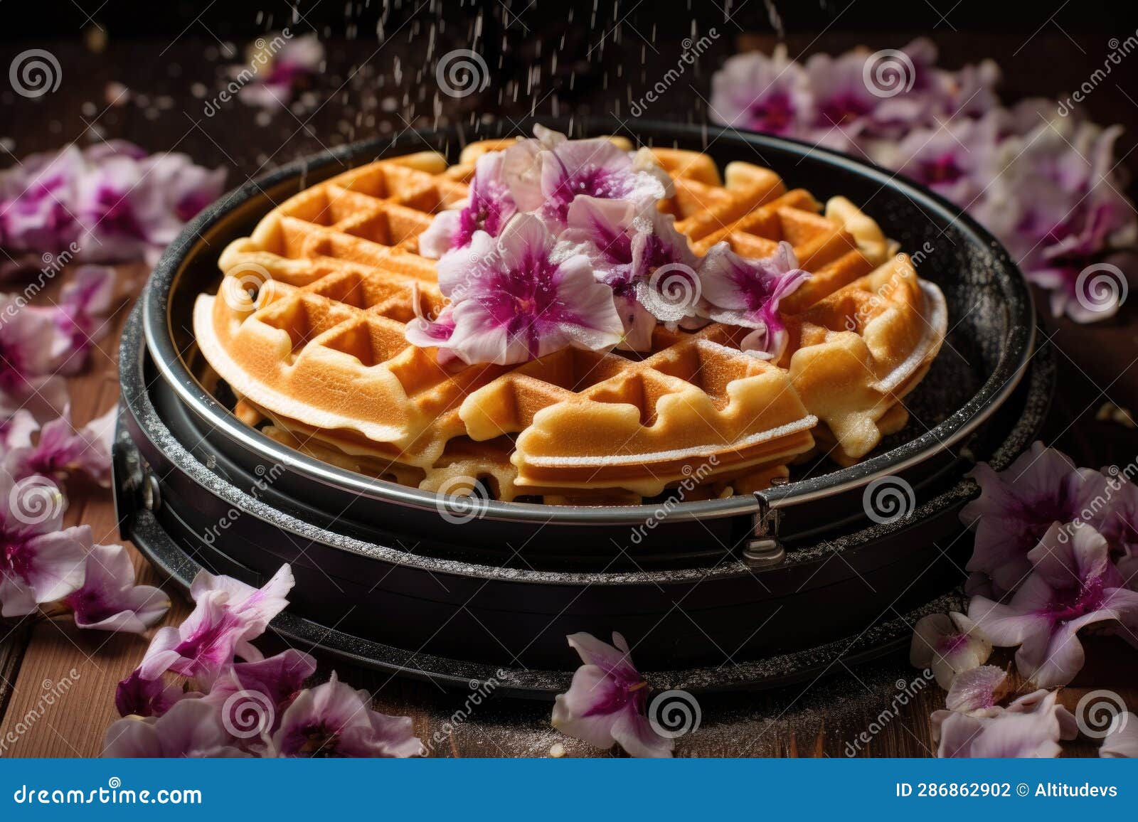 Waffle Iron with Batter, Ready for Cooking Stock Illustration