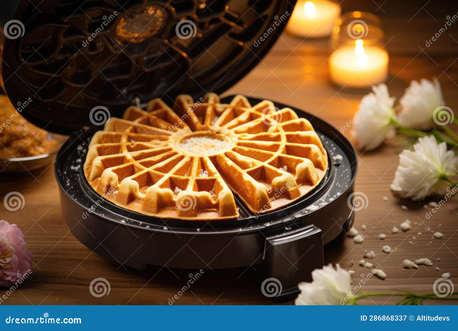Waffle Iron with Batter, Ready for Cooking Stock Image Image of