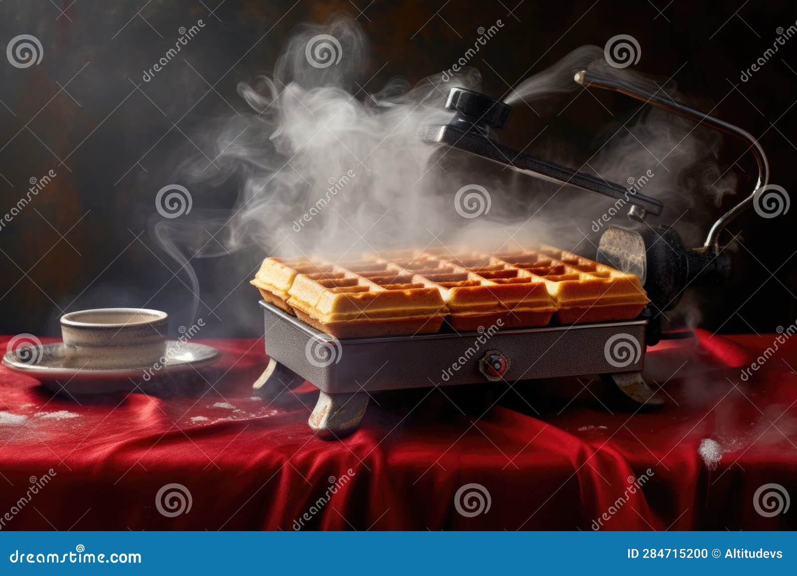 Waffle Iron Closed, Steam Escaping from Sides Stock Photo Image of cooking, appliance 284715200