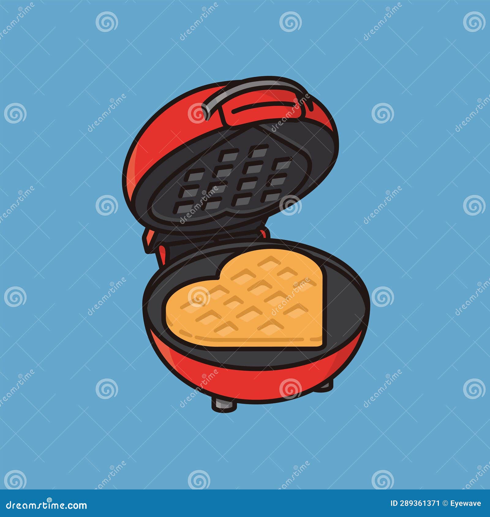 Waffle Iron with Heart Shaped Waffle Vector Illustration Stock Vector