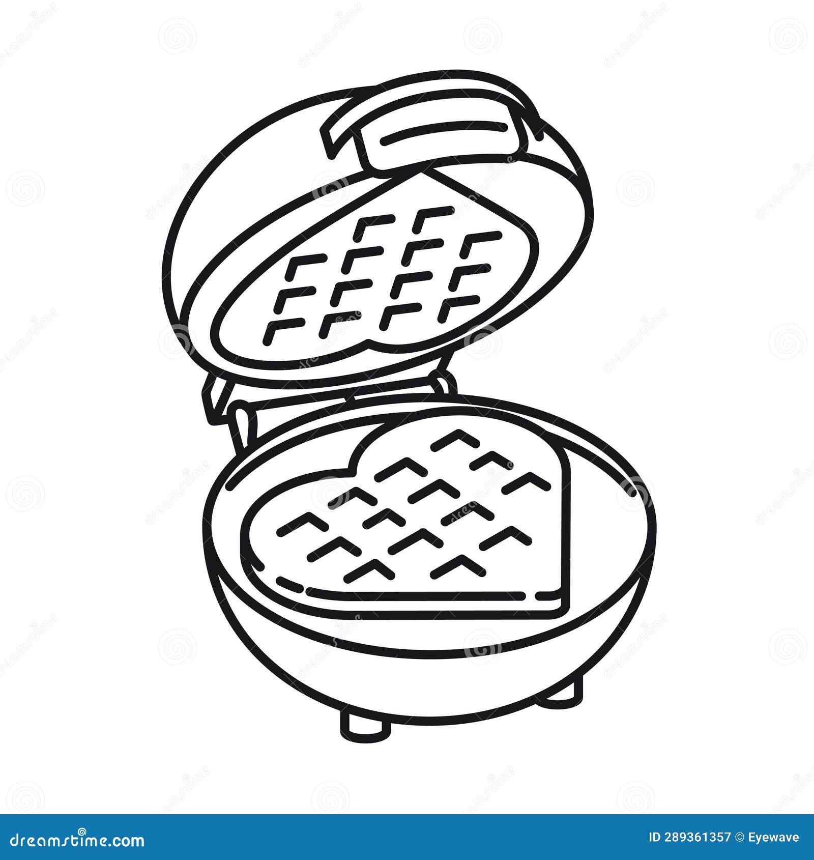 Waffle Iron with Heart Shaped Waffle Vector Line Icon Stock Vector