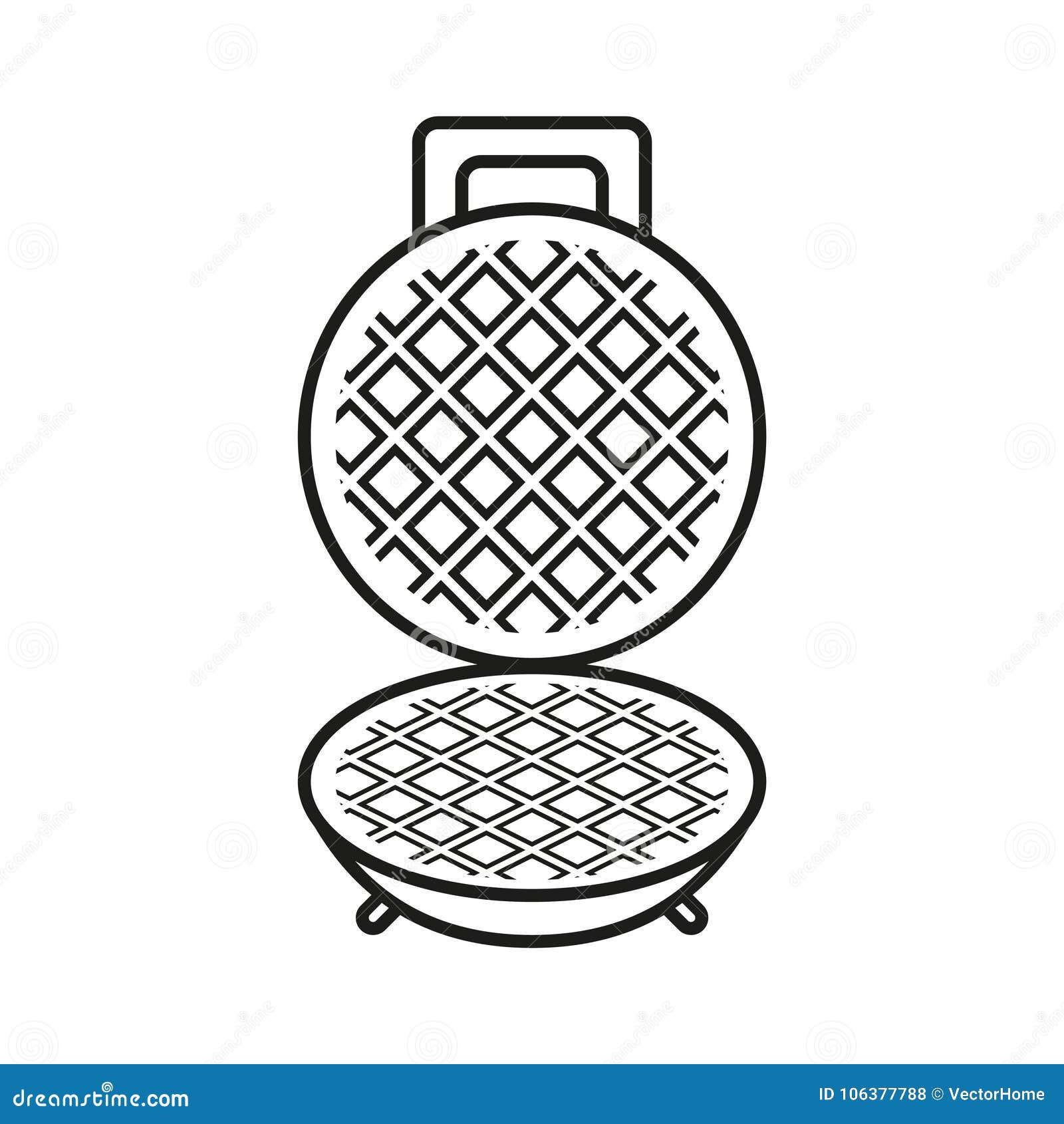 Waffle Iron Icon, Illustration. on White Background Stock Vector