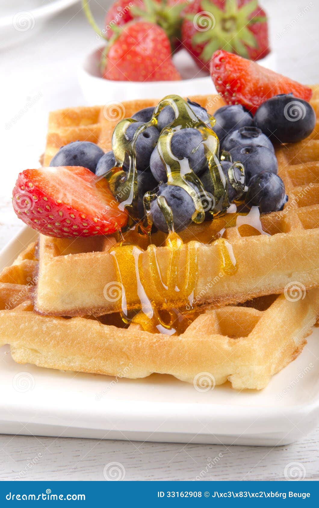 Waffle with mixed fruit stock photo. Image of baked, dessert 33162908