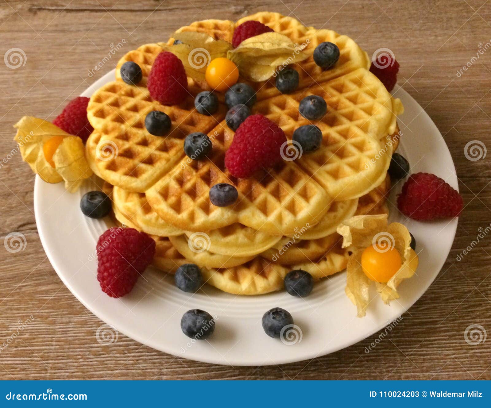 Waffle on plate stock image. Image of bakery, gourmet 110024203