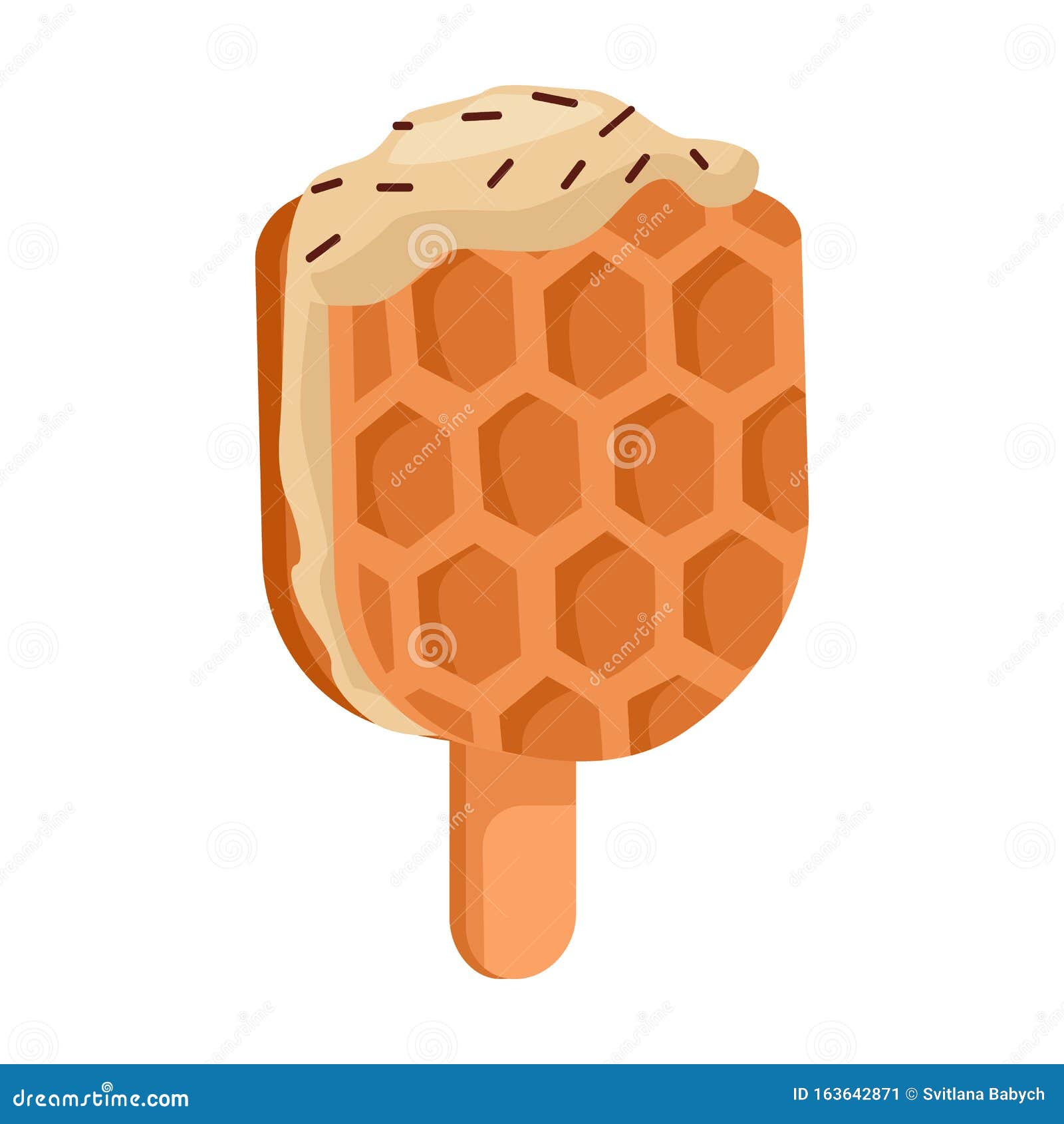 Waffle on Stick Vector Icon.Cartoon Vector Icon Isolated on White