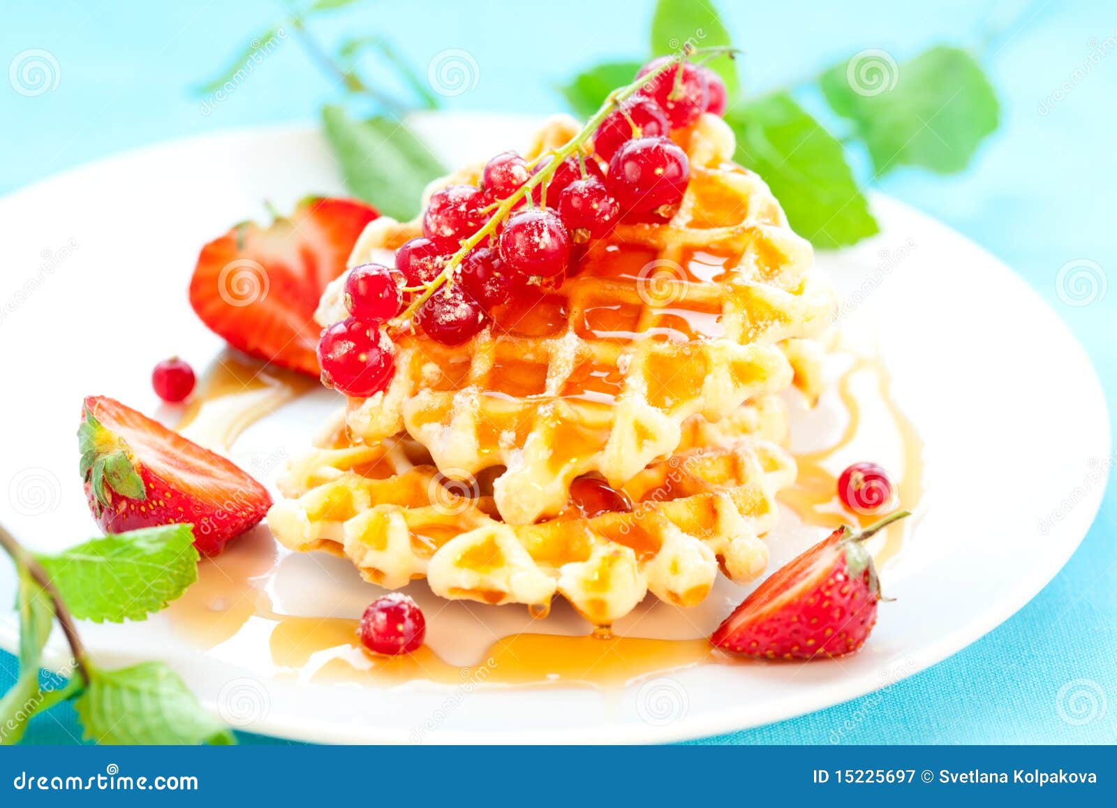 Waffles with berries stock image. Image of healthy, sweet 15225697