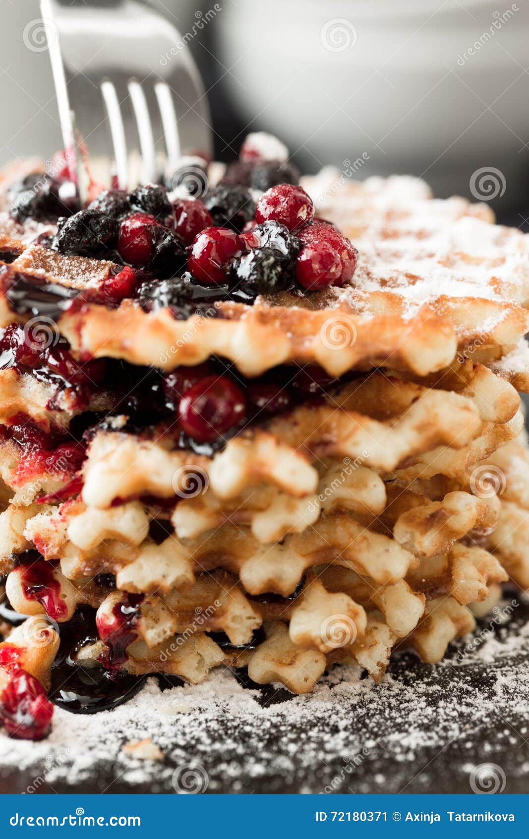 Waffles with Blueberry Jam and Cowberry Stock Image Image of cook, cell 72180371
