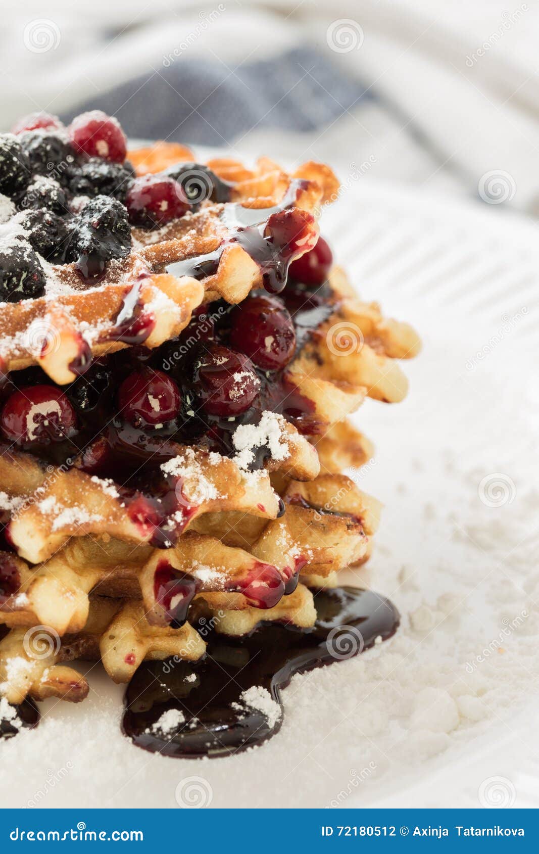 Waffles with Blueberry Jam and Cowberry Stock Photo Image of black, pastry 72180512