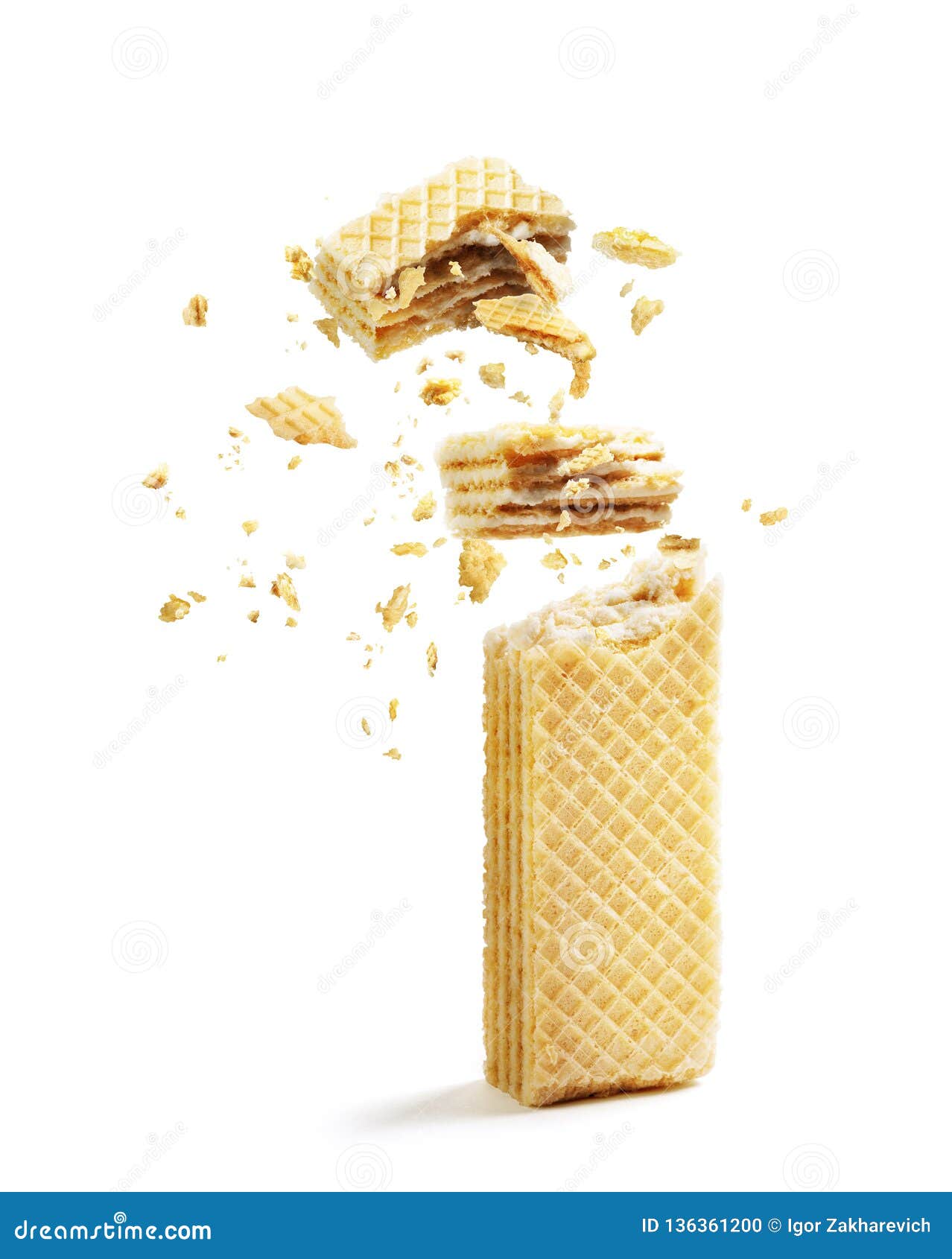 Waffles Broken in Half Isolated Stock Photo Image of broken