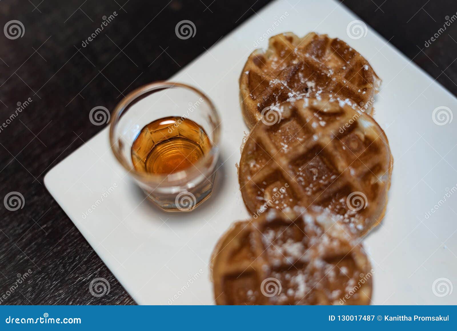 Waffles Butter with Honey Syrup Stock Image Image of lunch, dish