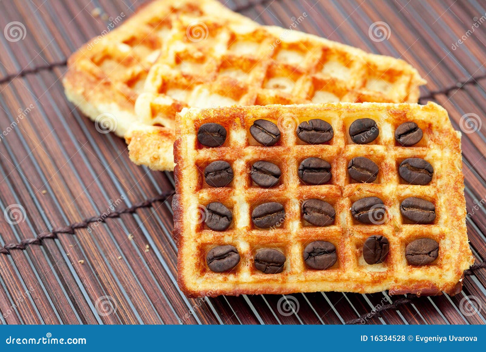 Waffles and coffee beans stock photo. Image of snack 16334528