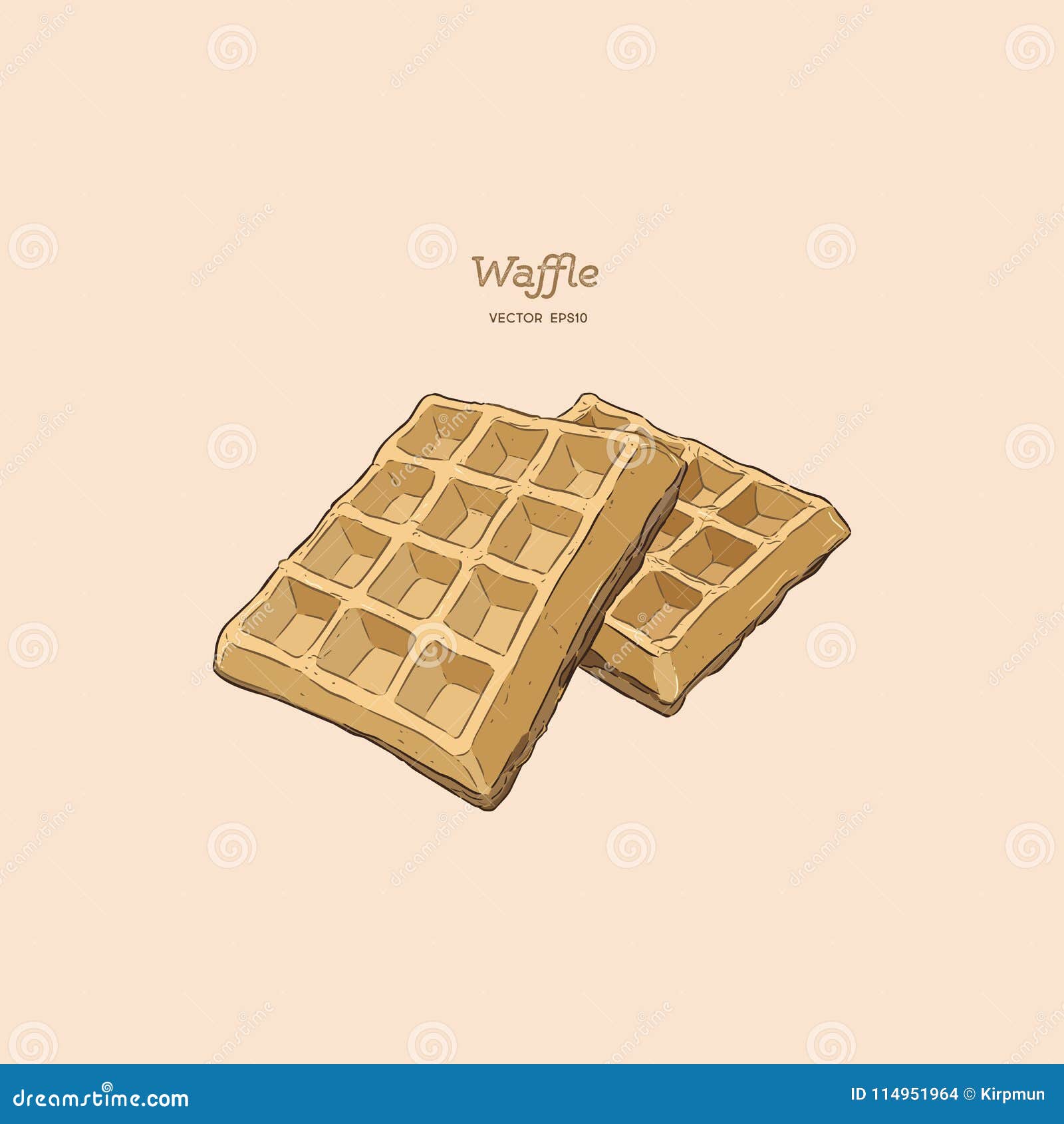 Waffles, Hand Draw Sketch Vector. Stock Vector Illustration of fresh