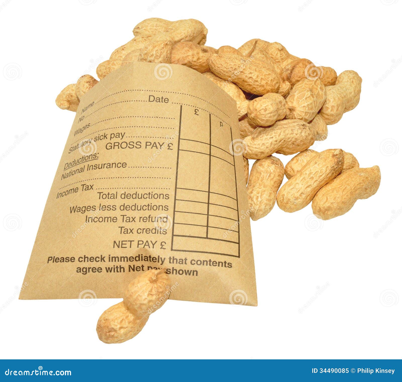 Wage Packet And Peanuts stock image. Image of earnings 34490085