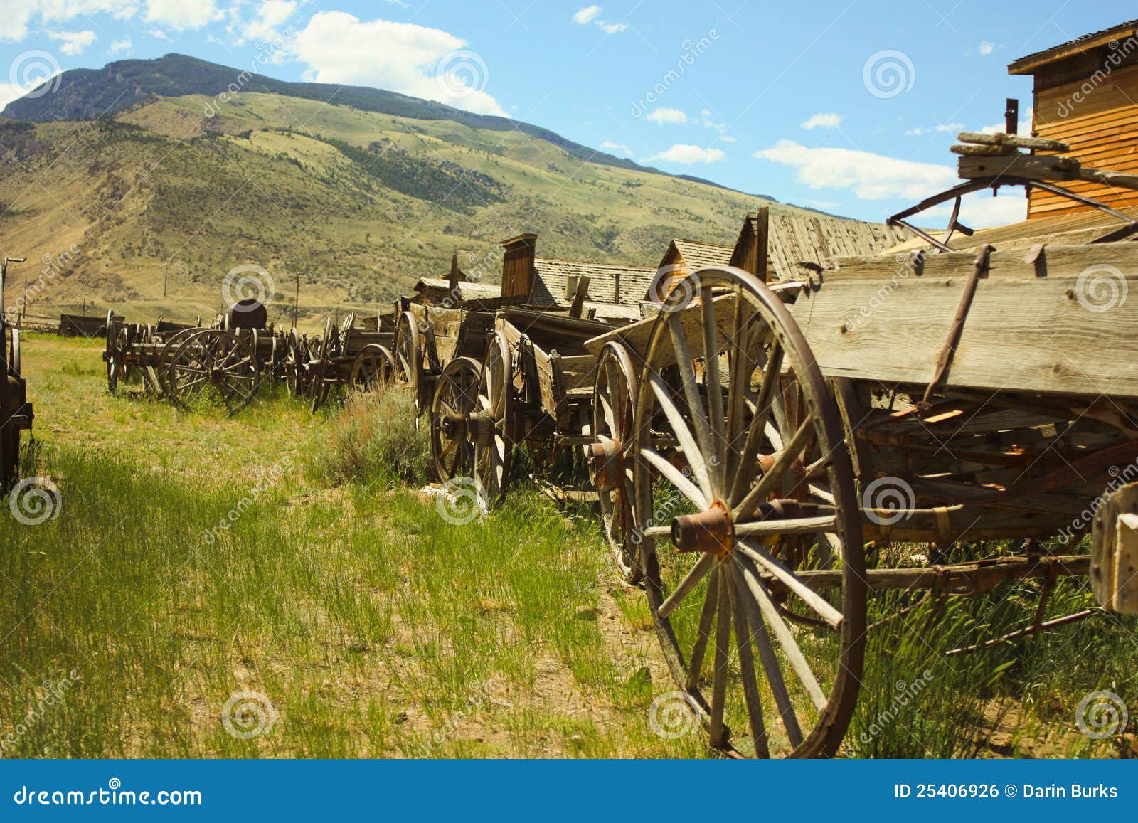 Wagon line stock photo. Image of farm, wooden, meadow 25406926