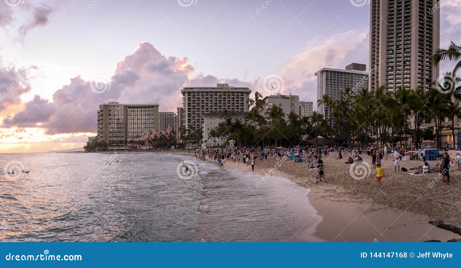 Waikiki Beach During A Beautiful Sunset Editorial Stock Photo Image