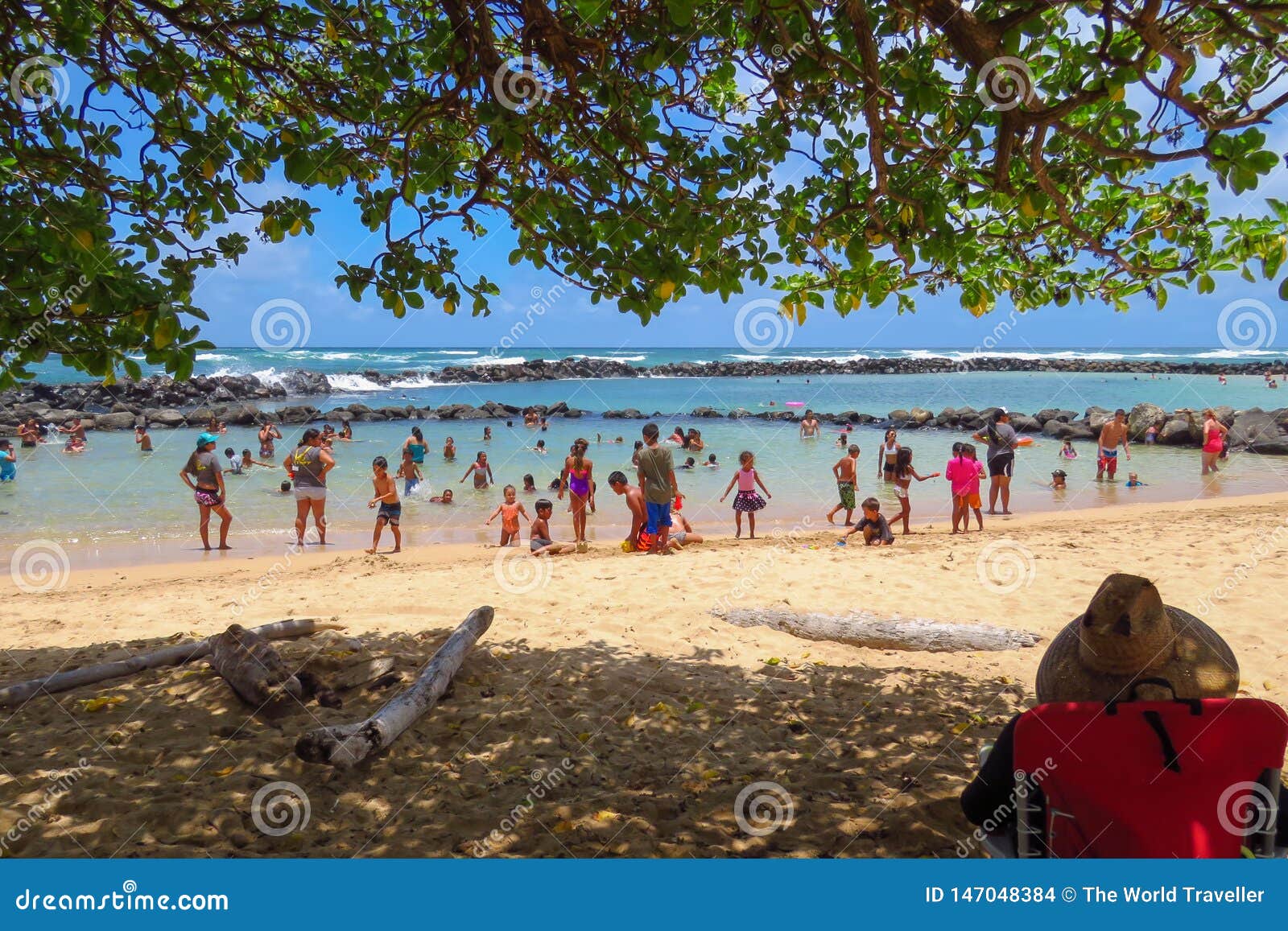 Beach Fun at Lydgate Beach Park, Kauai, Hawaii, United States Editorial