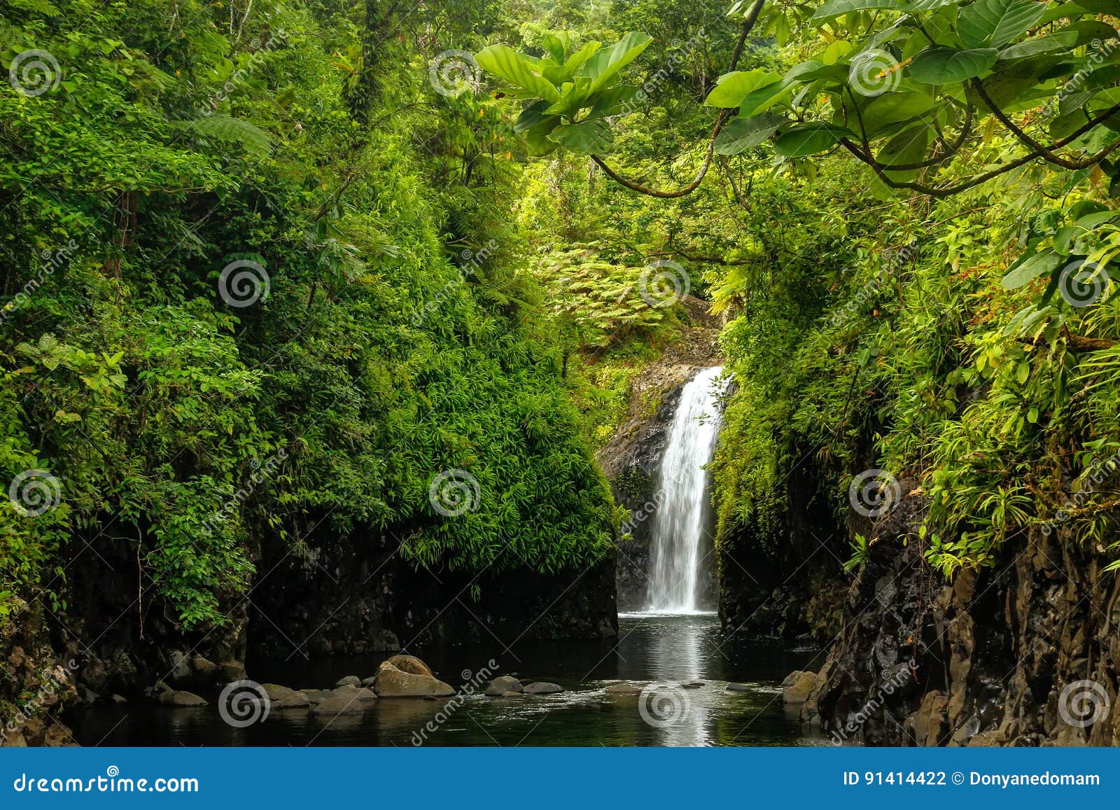 wainibau waterfall at the end of lavena coastal walk on taveuni