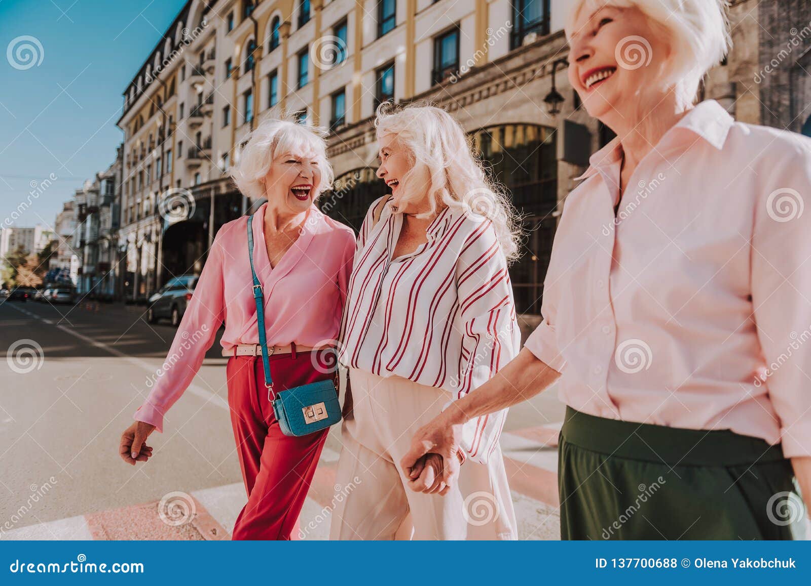 Happy Older Ladies are Walking Around the City Stock Photo - Image of ...