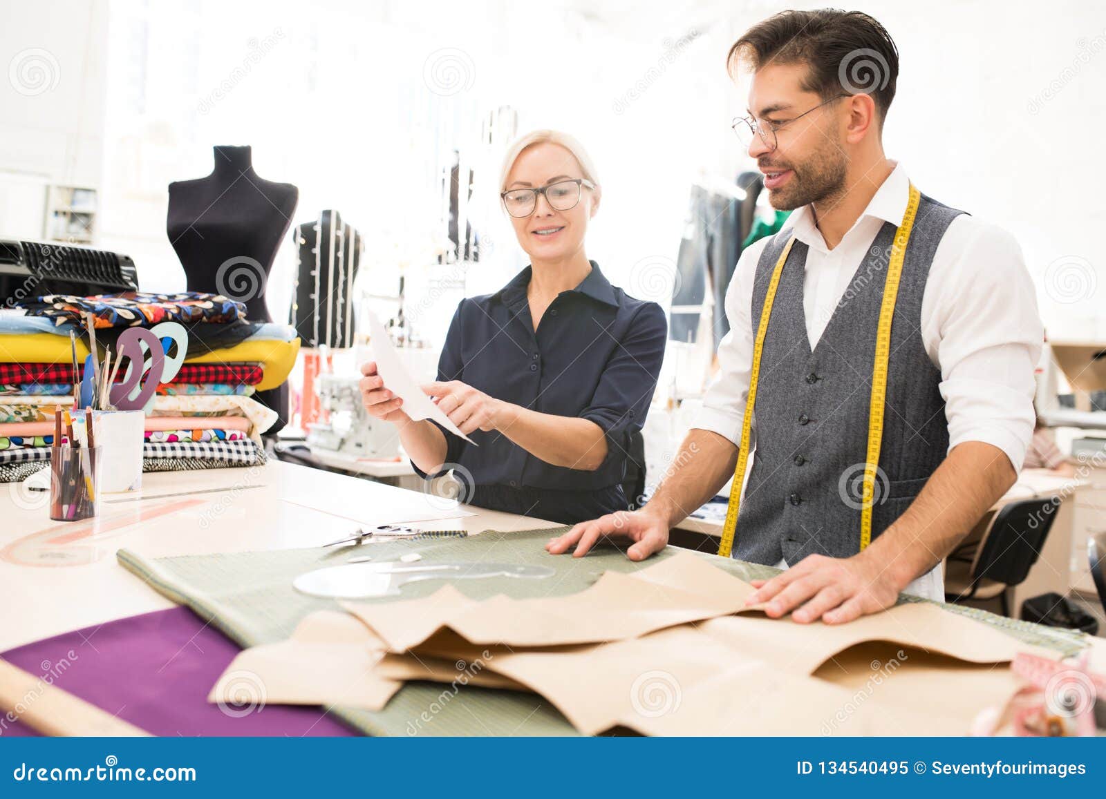 Two Skilled Tailors Making Clothes Stock Image - Image of seamstress ...