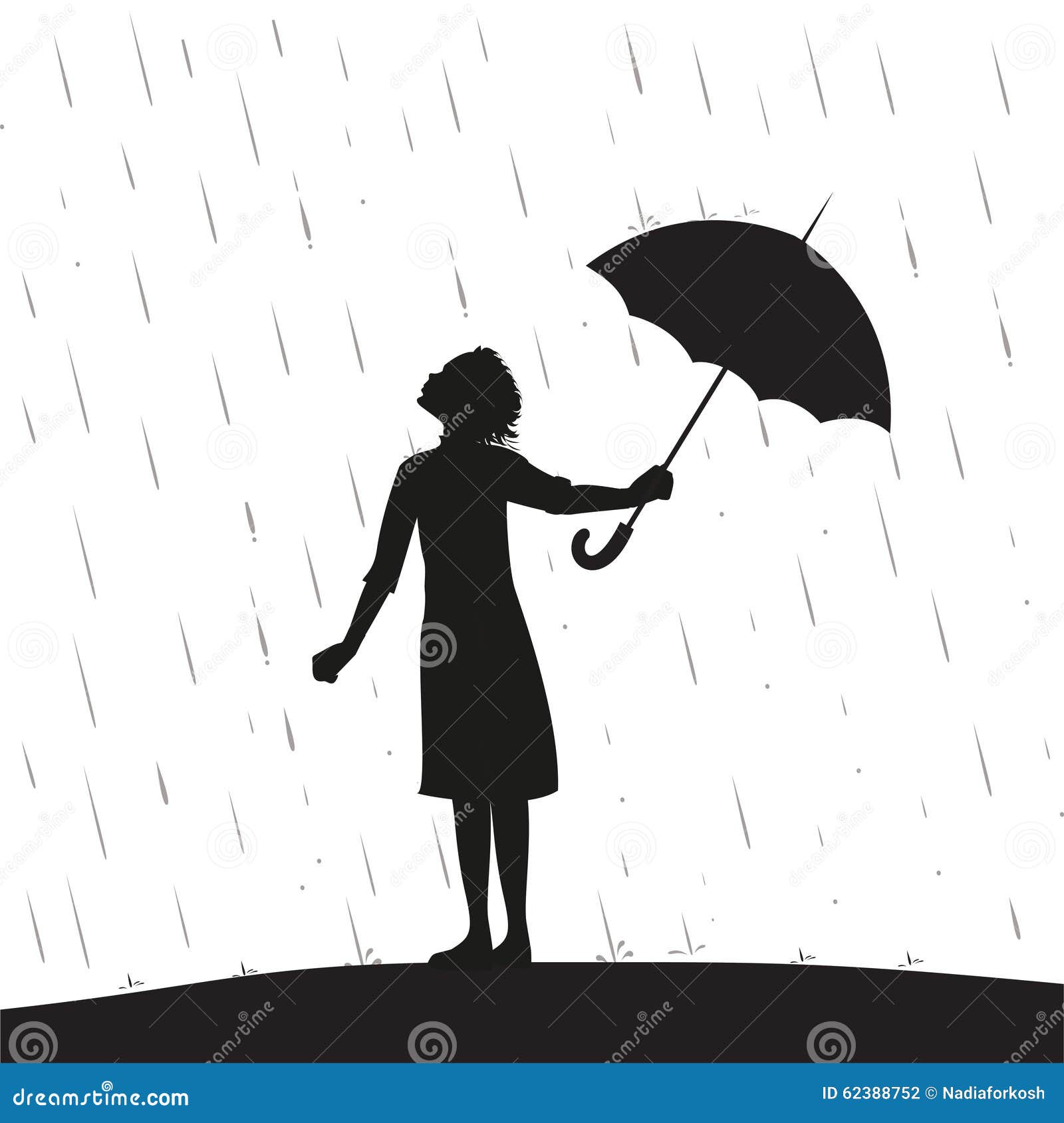 umbrella and rain silhouette