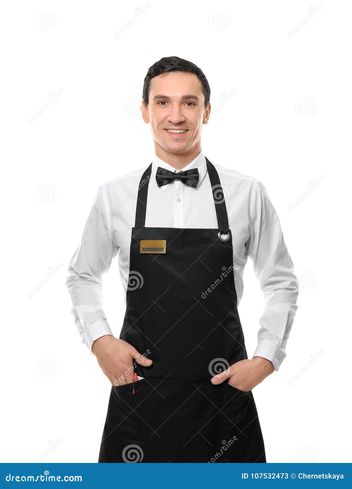 Waiter in black apron stock image. Image of hotel, restaurant 107532473