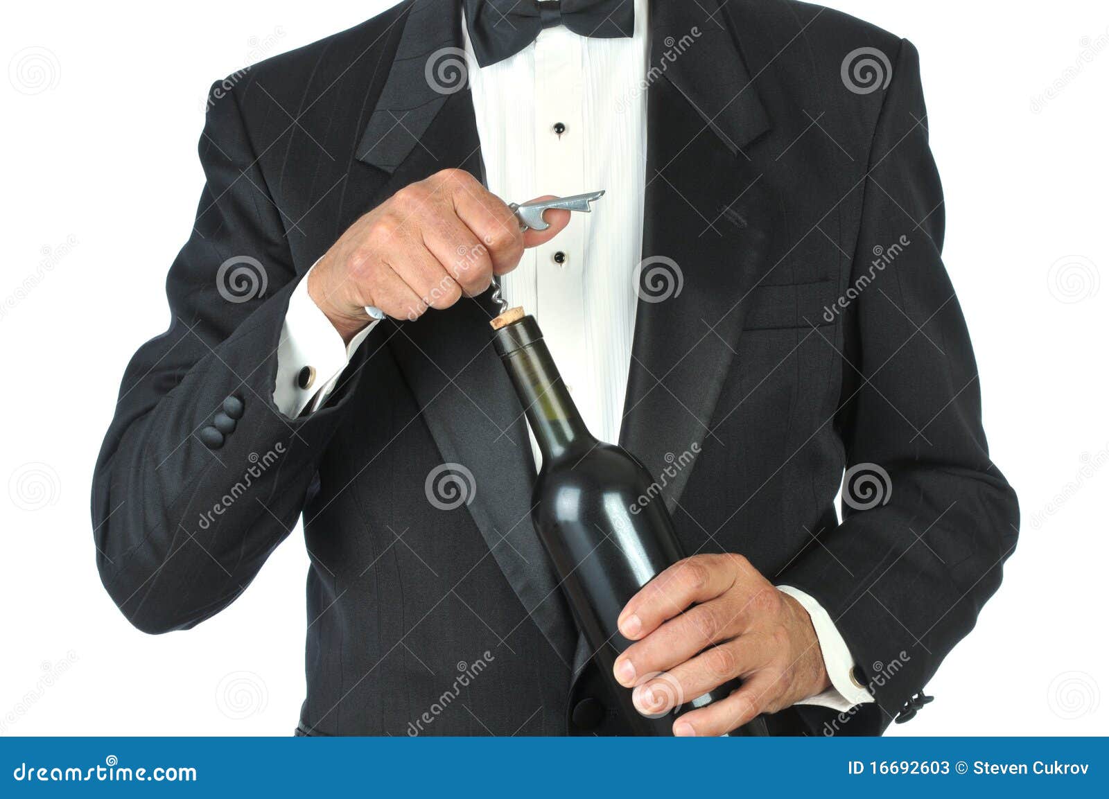 Waiter opening wine bottle stock image. Image of isolated 16692603
