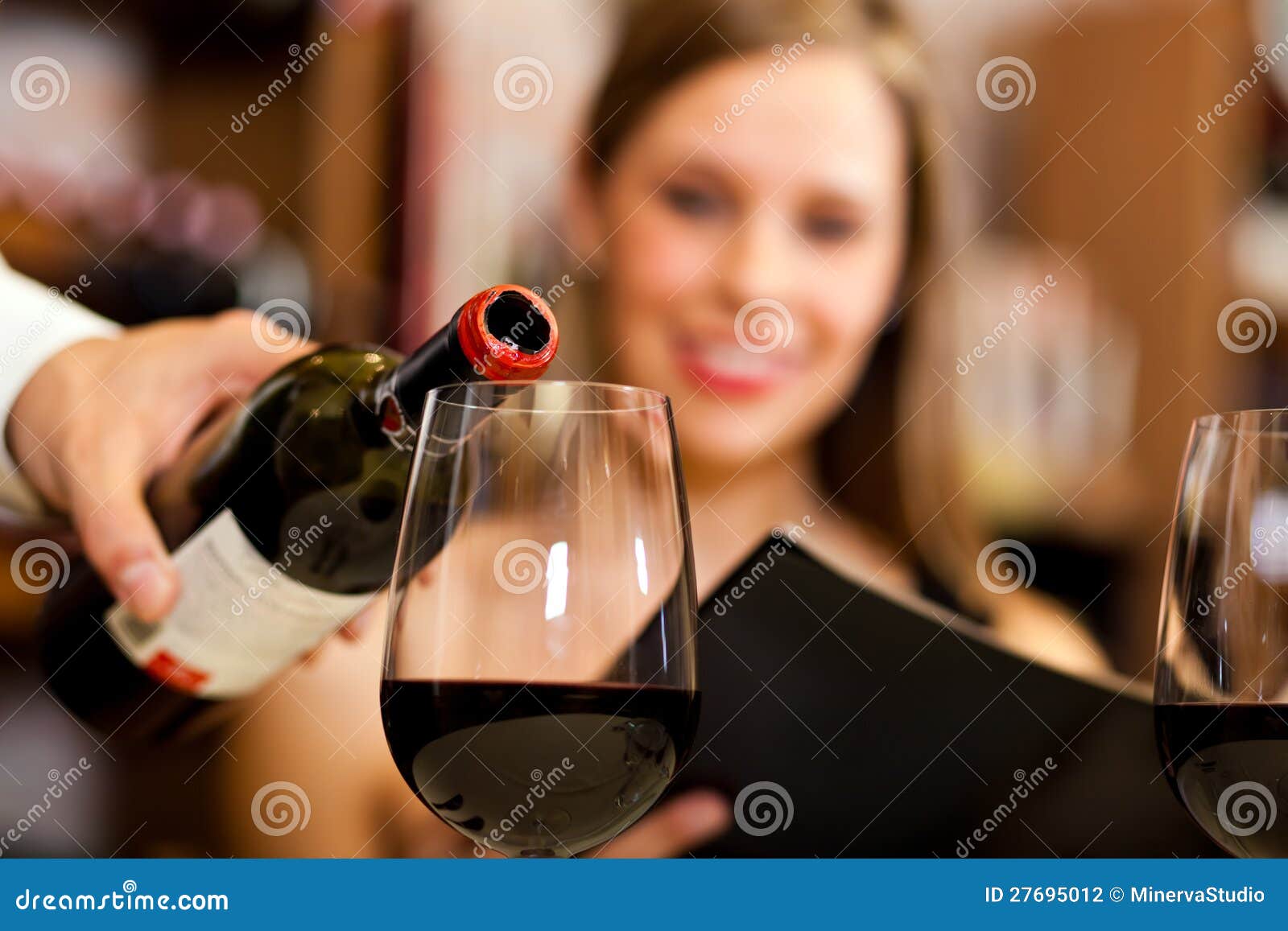 Waiter pouring wine stock photo. Image of serving, woman 27695012