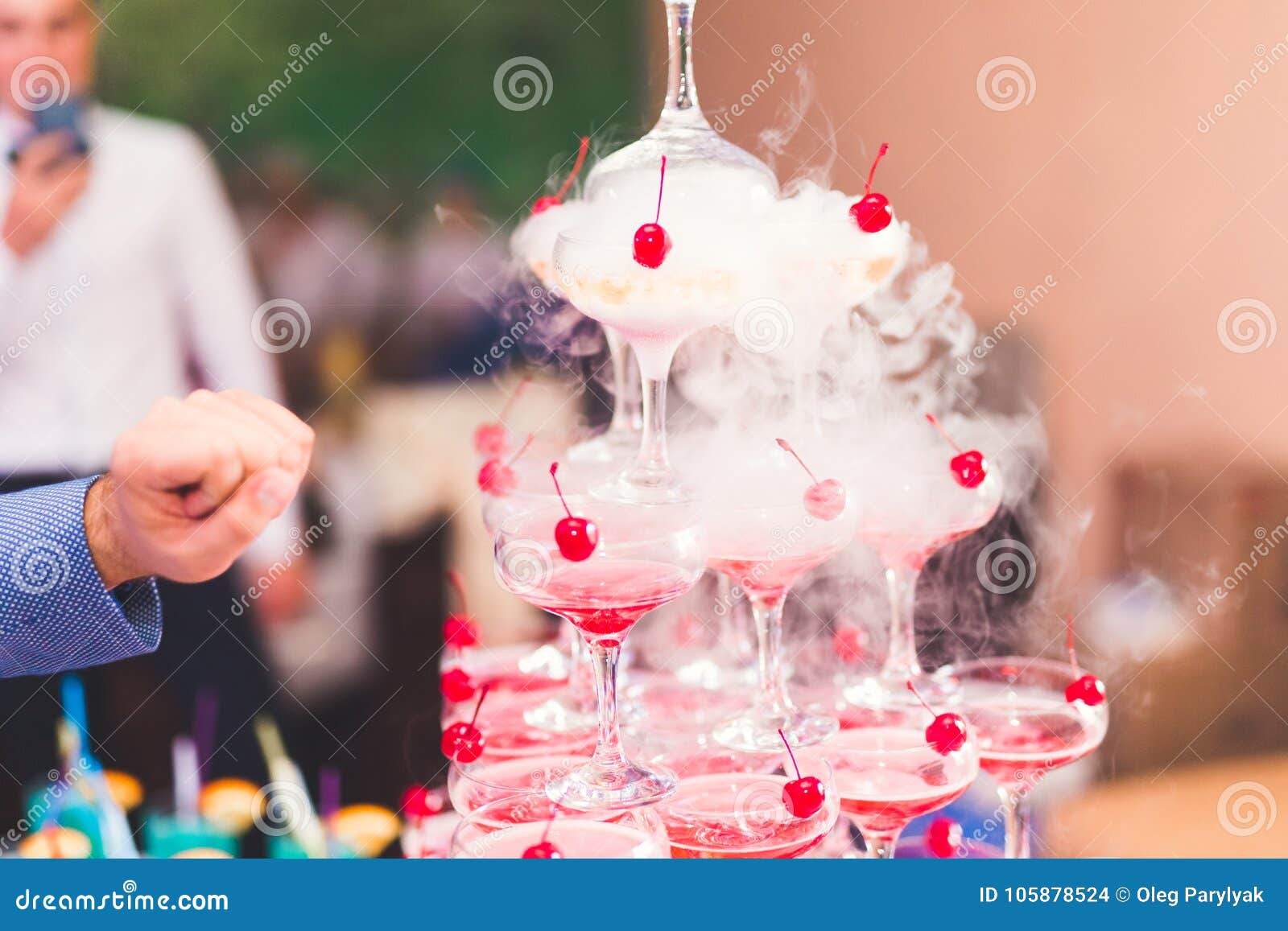 Waiter Serving Glasses with Champagne on a Tray Stock Photo Image of
