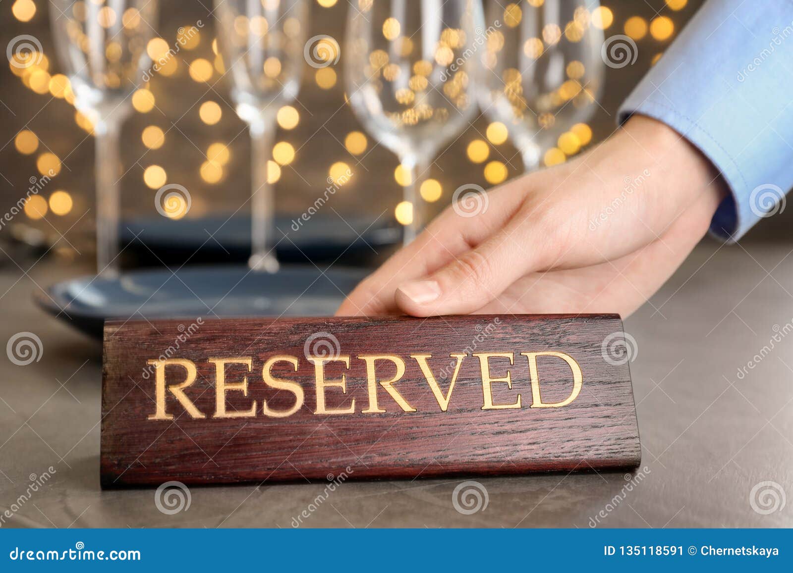 Waiter Setting RESERVED Sign on Restaurant Table Stock Image Image of card, catering 135118591