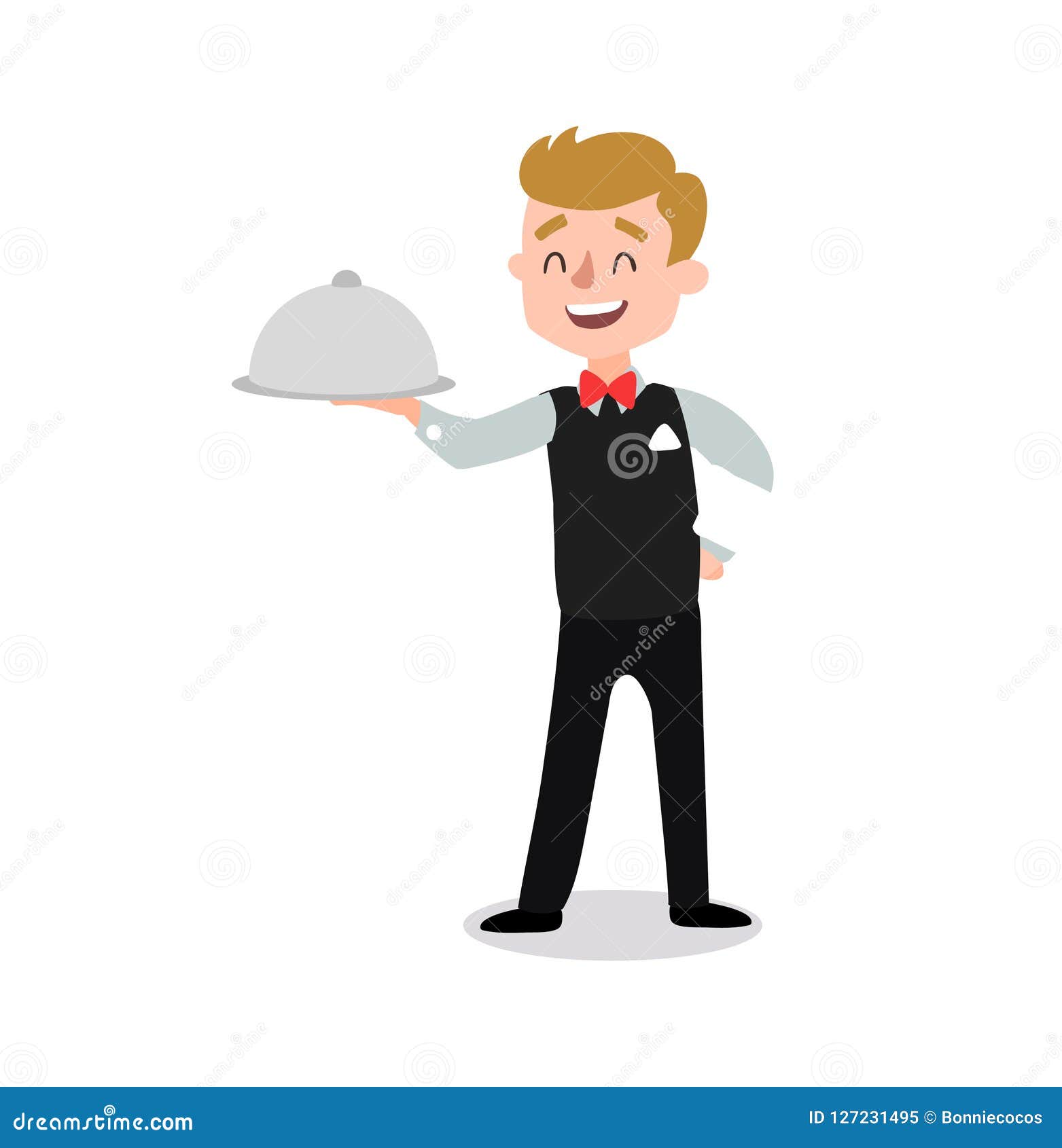 Beautiful Lady Serving Dinner Vector Illustration