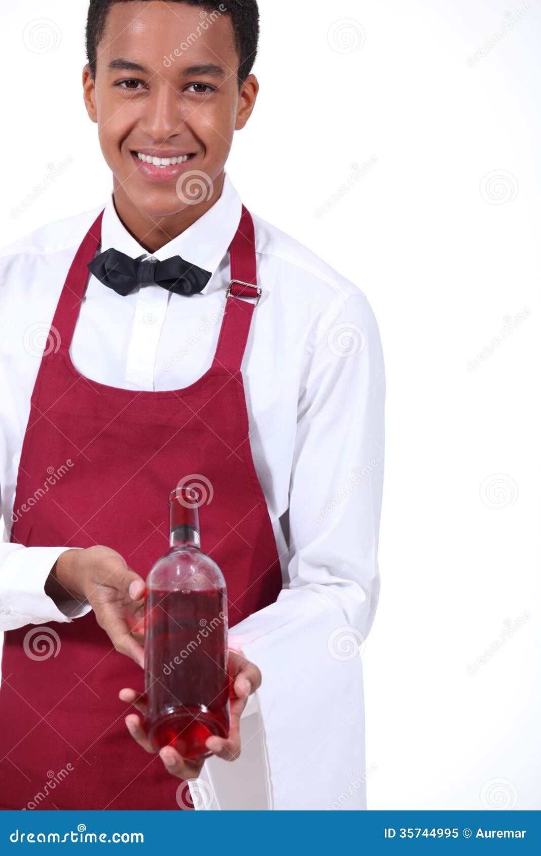 Waiter with wine stock image. Image of cheerful, smiling 35744995