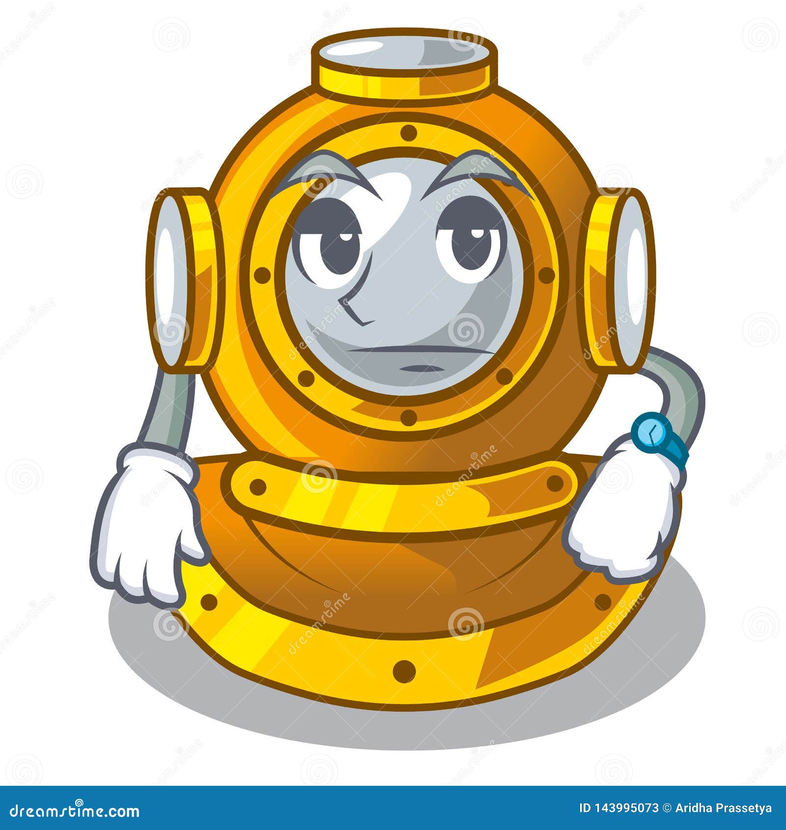 Waiting Diving Helmet on a Cartoon Table Stock Vector Illustration of