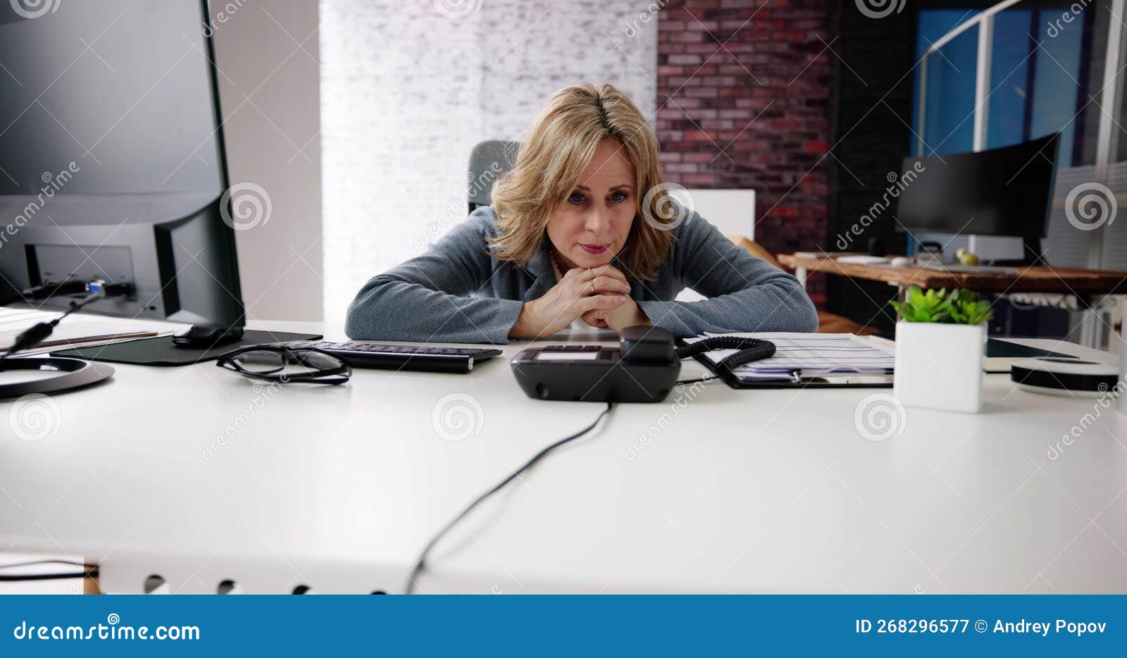 Waiting Landline Telephone or Phone Call Stock Image Image of woman