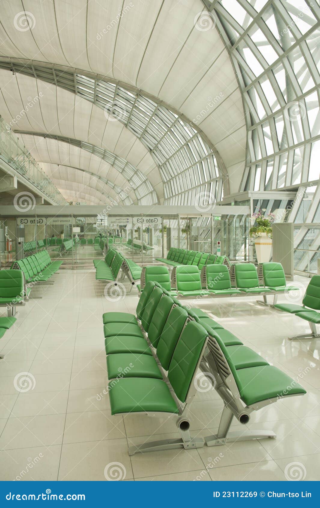 Waiting Room with Chairs in Airport Corridor Stock Image Image of