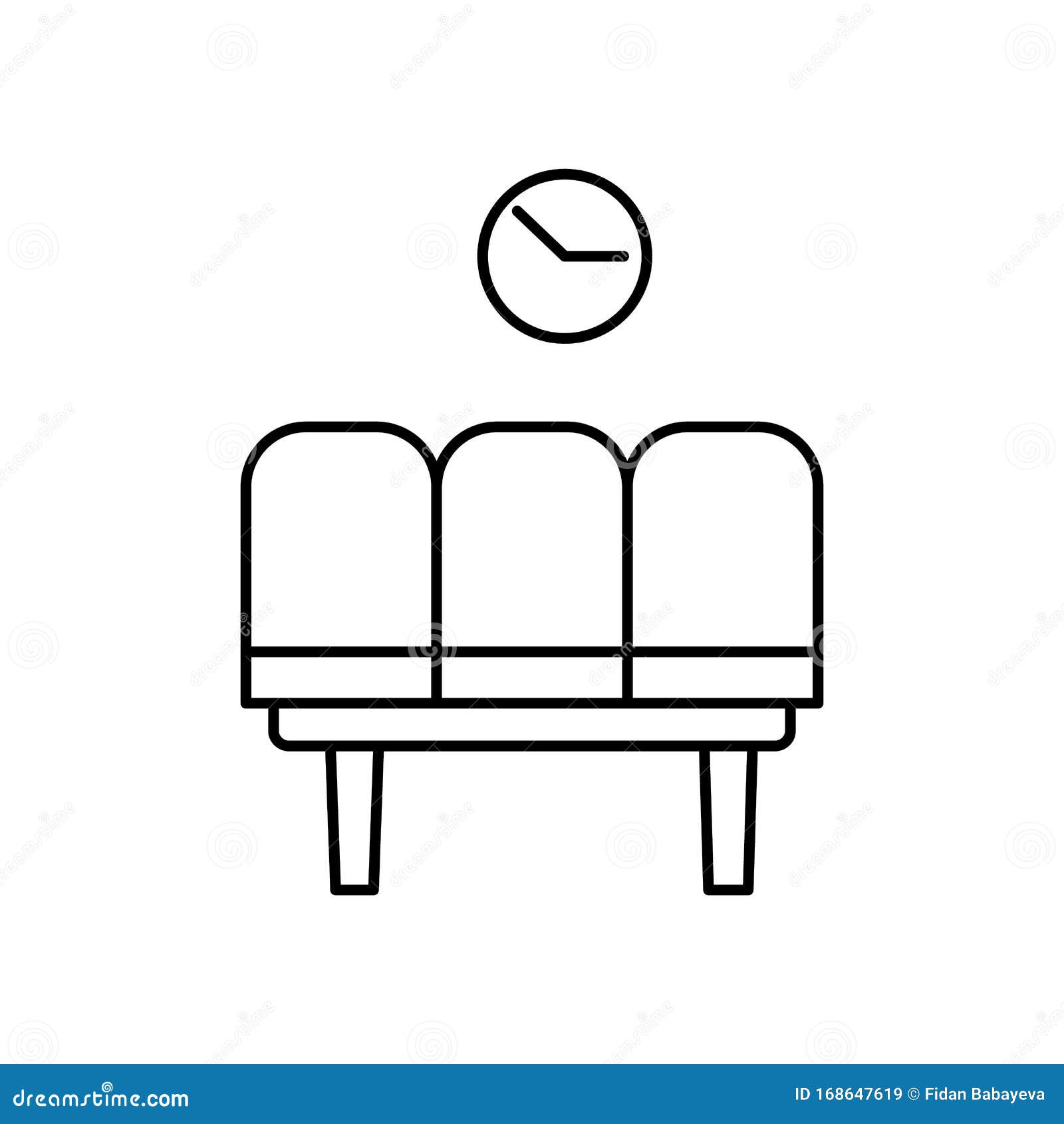 Waiting Room, Time and Date, Seats Line Icon. Elements of Airport, Travel Illustration Icons. Signs, Symbols Can Be Used for Web, Stock Illustration - Illustration of cover, decoration: 168647619