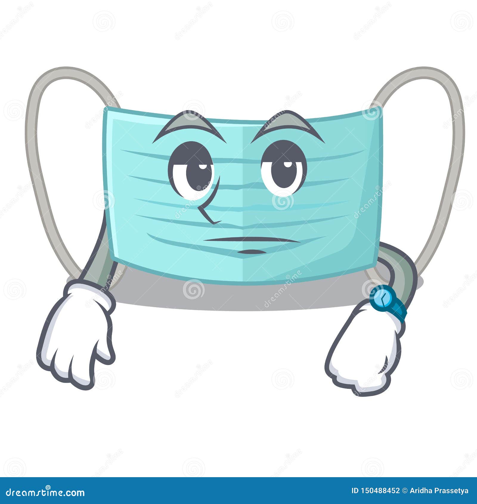 Waiting Surgical Mask in a Cartoon Wallet Stock Vector Illustration